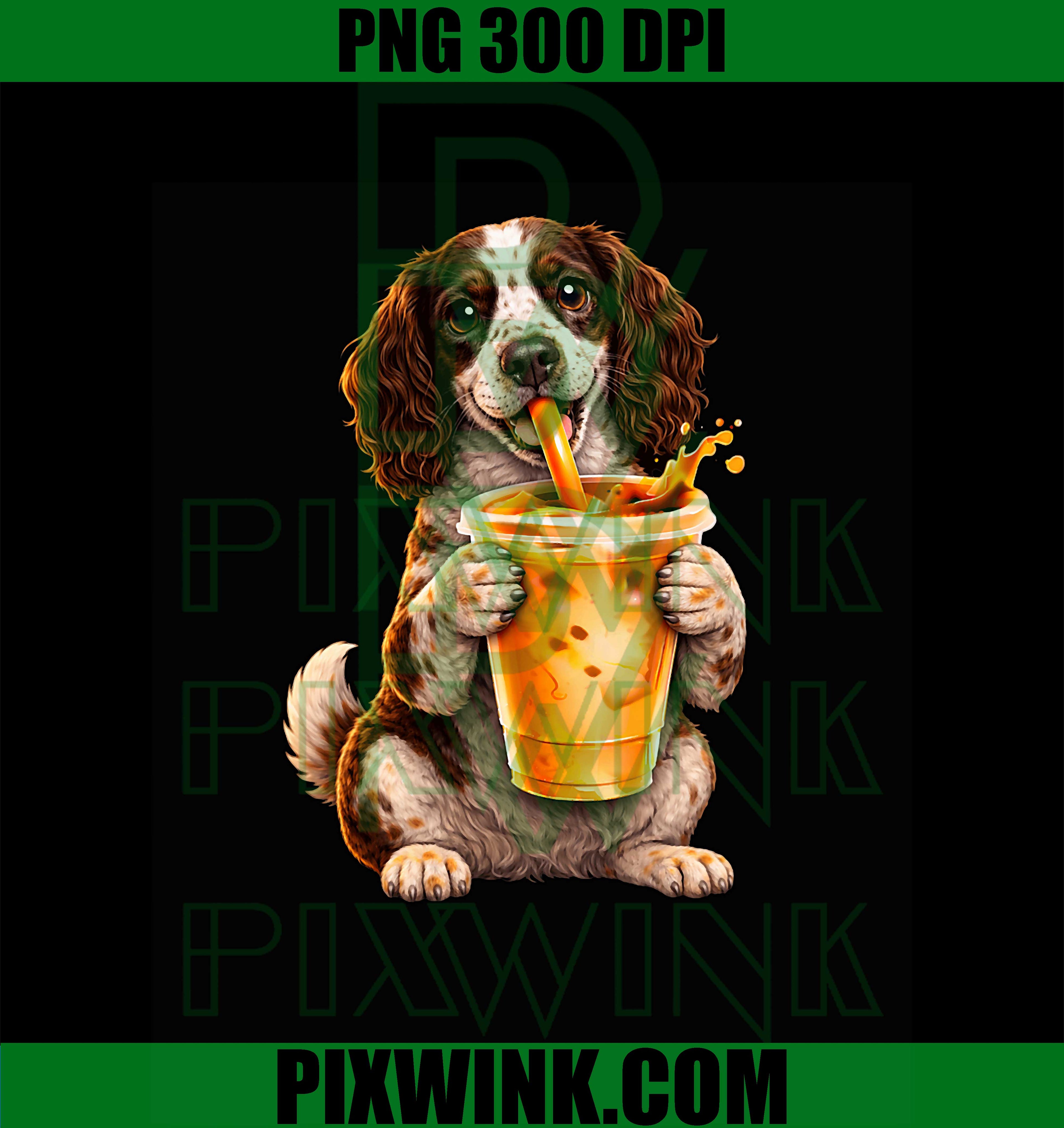 Funny Springer Spaniel Coffee PNG, Dog Lover Coffee PNG, Cute Dog PNG