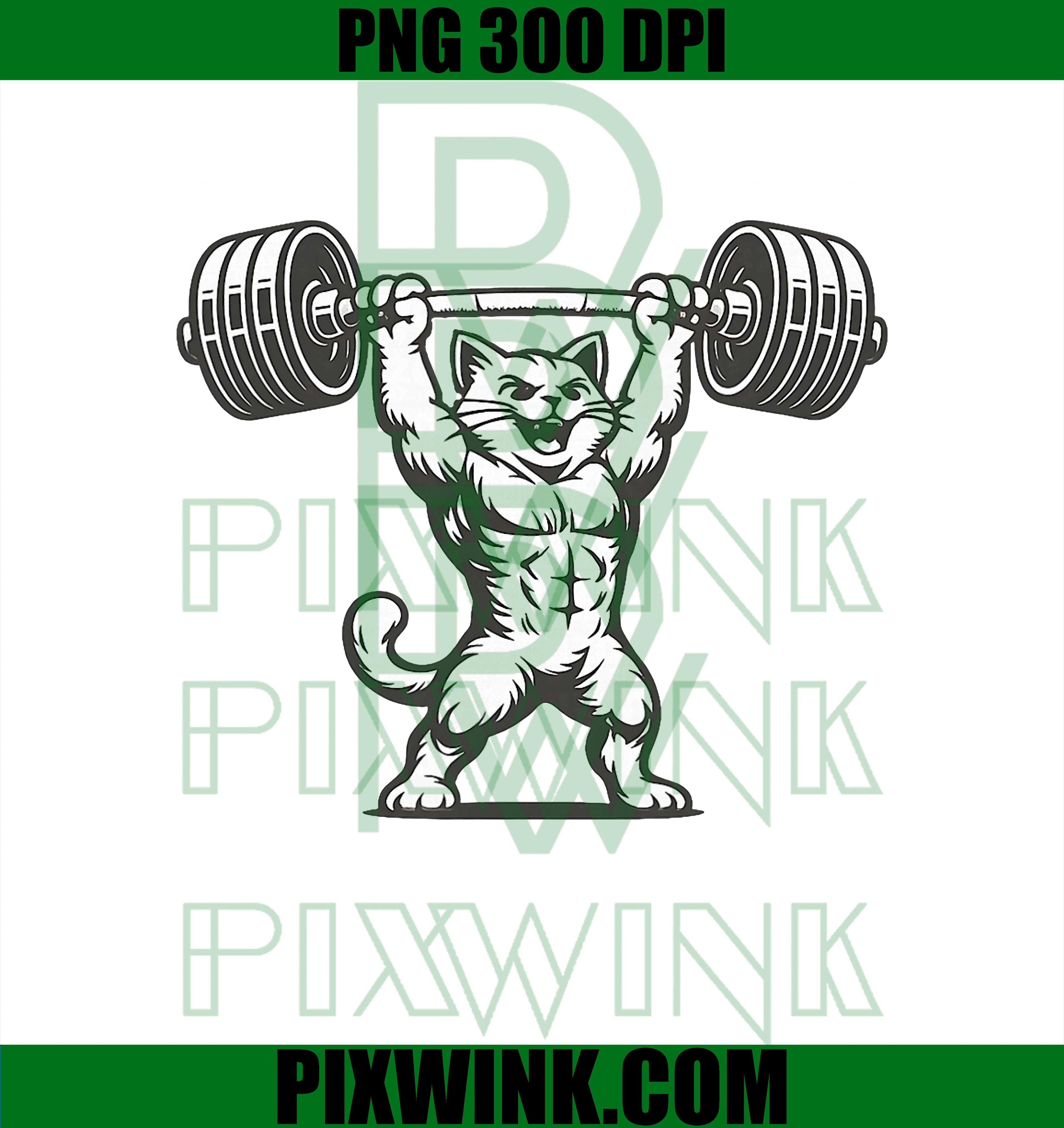 Funny Muscular Cat Weightlifting PNG, Gym Fitness Cat Meme PNG
