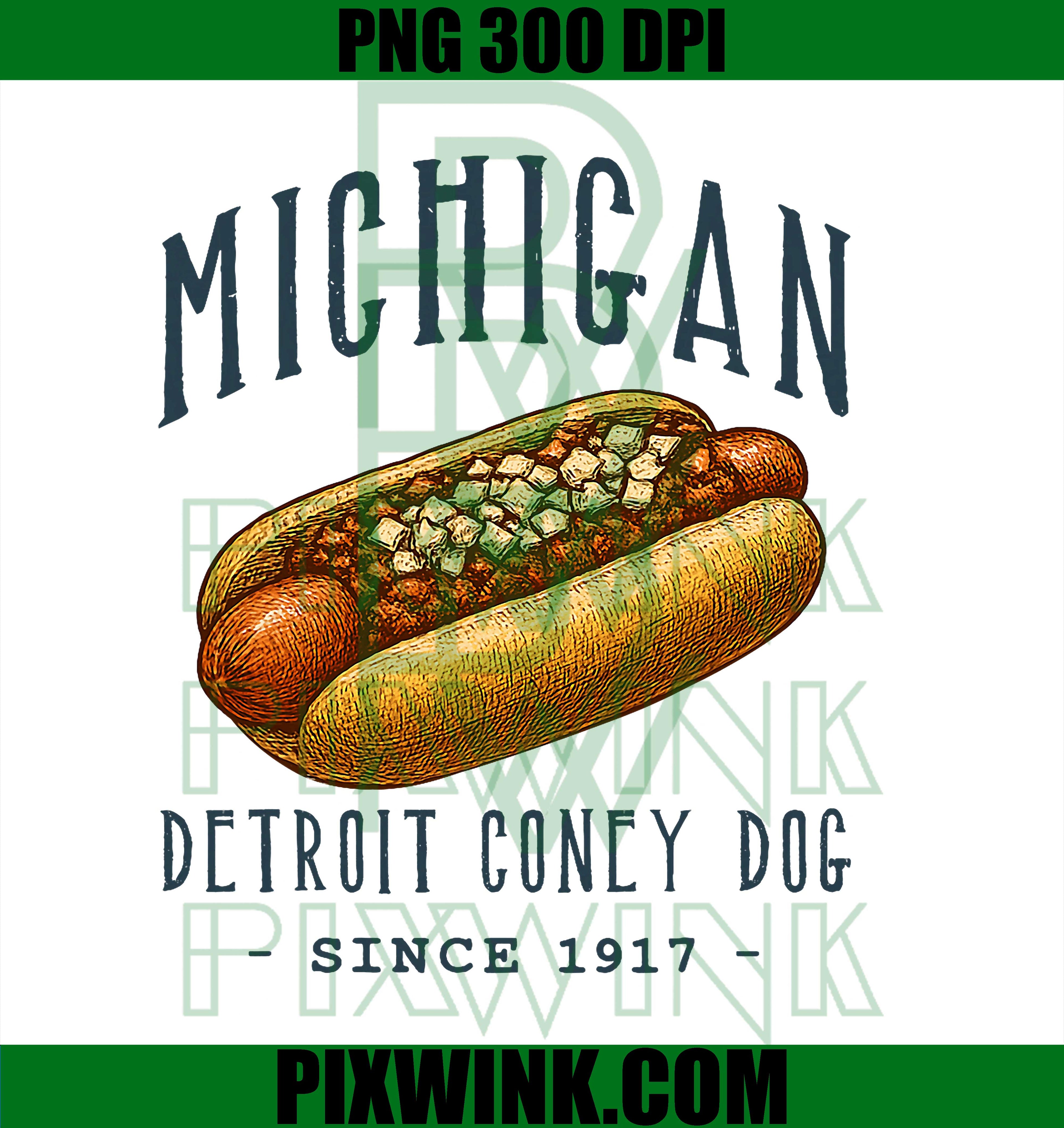 Detroit Coney Dog Food PNG, Retro Michigan Coney Dog PNG 