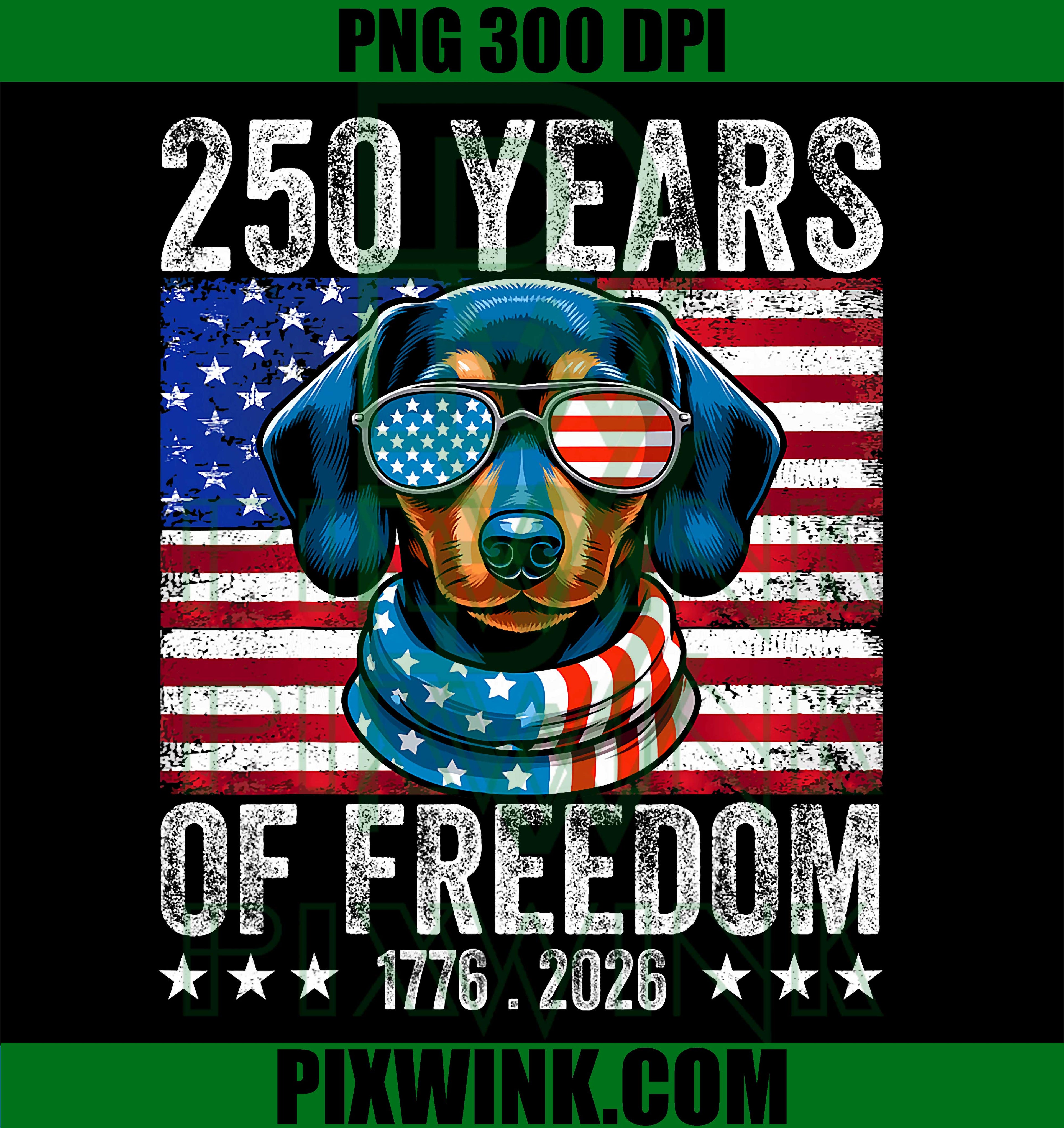 250 Anniversary USA Dog PNG, Dachshund 4th July PNG