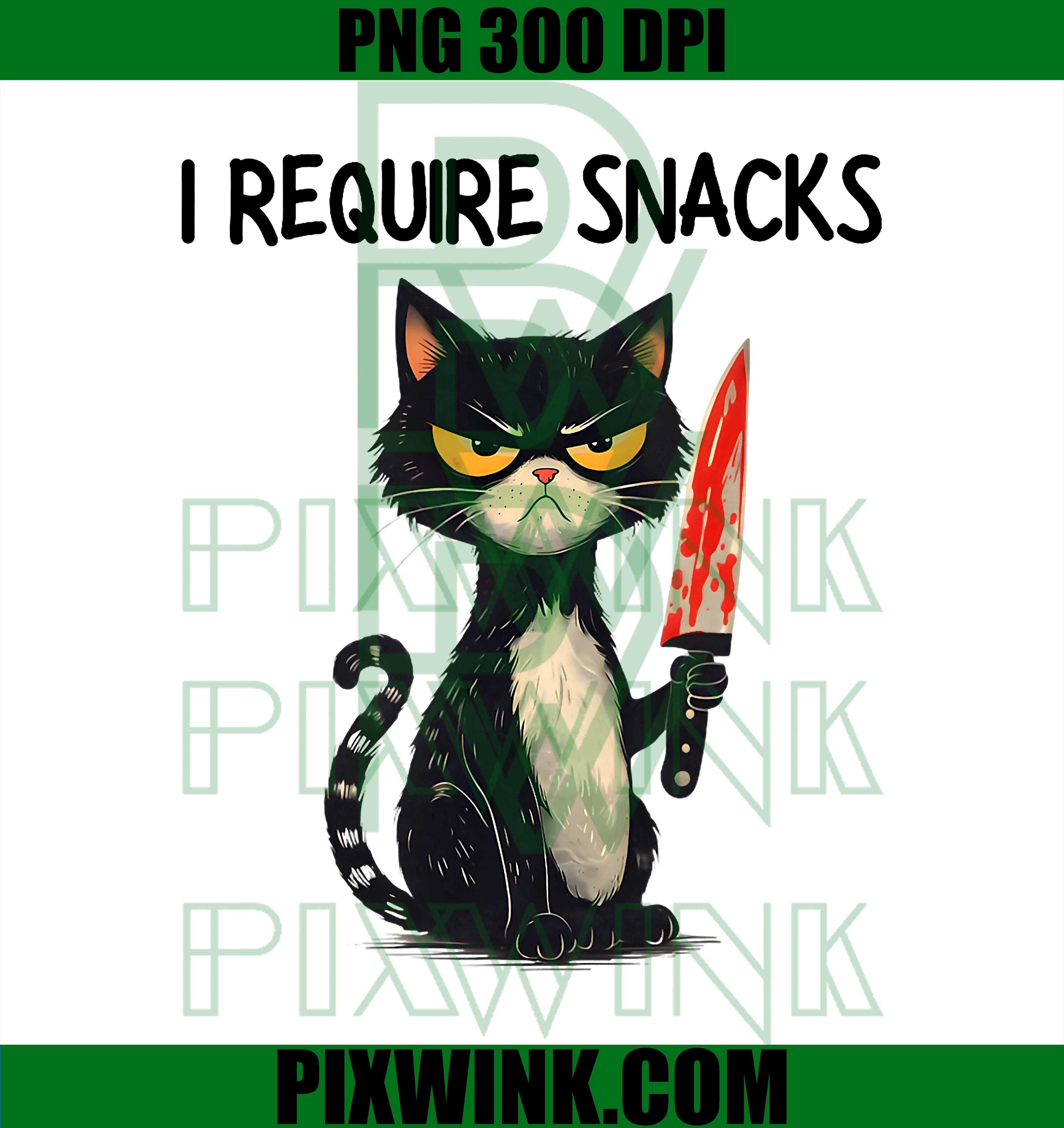 Funny Cat Meme, I Require Snacks Design PNG