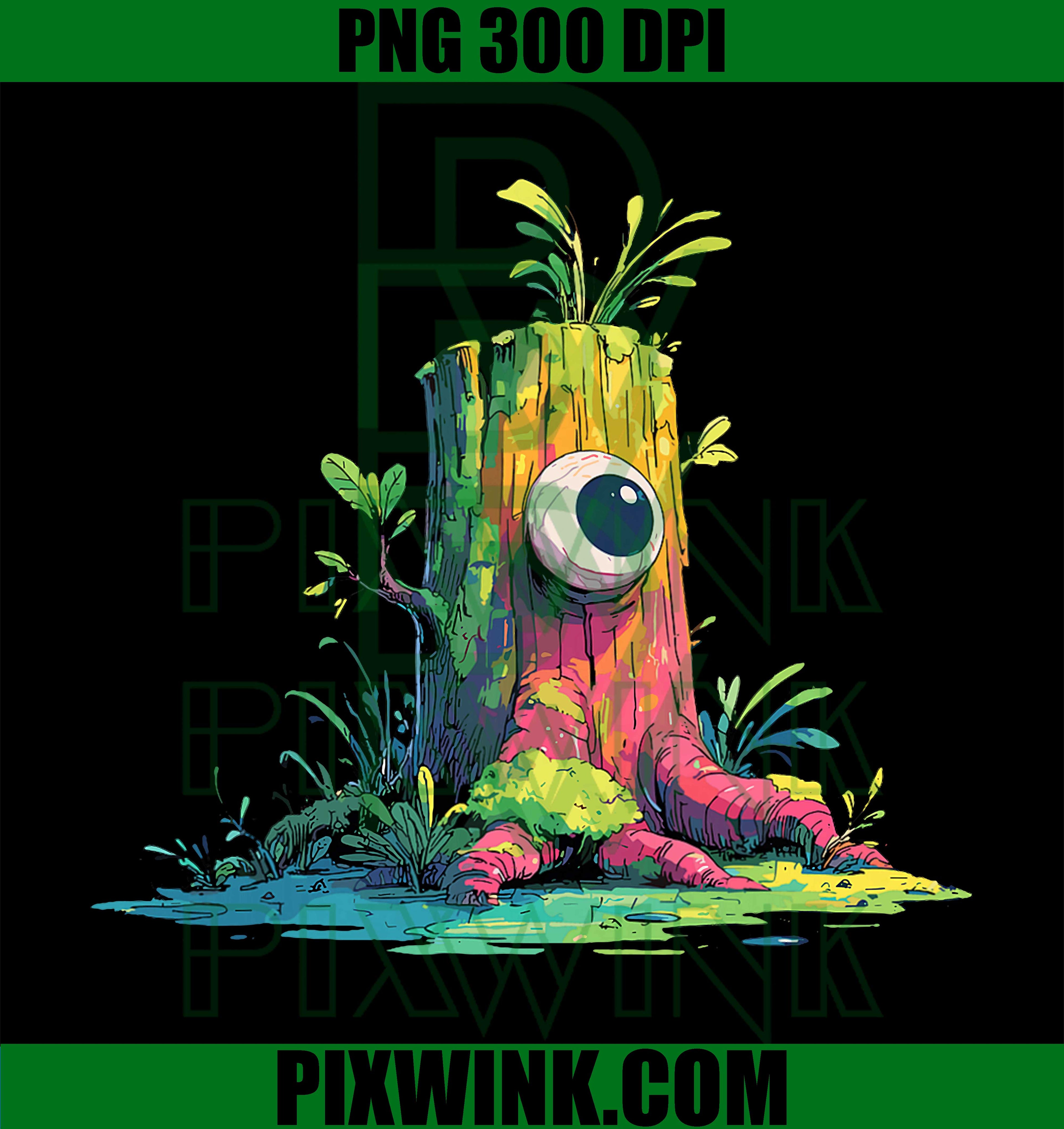 Stump Monster One Eyed Forest Spirit PNG, Cute Woodland Creature PNG
