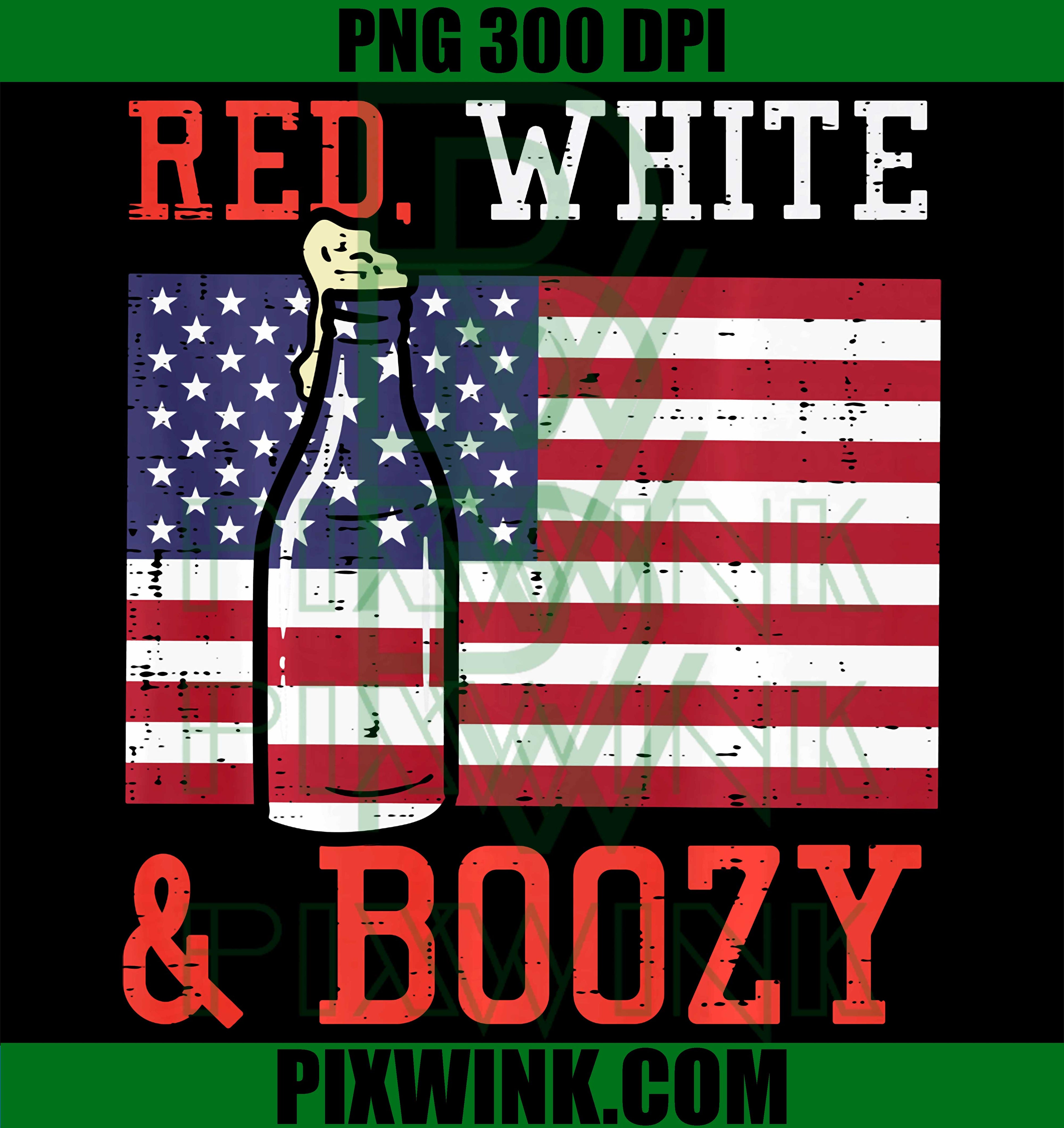 Red White and Boozy PNG, 4th of July Patriotic US Flag PNG