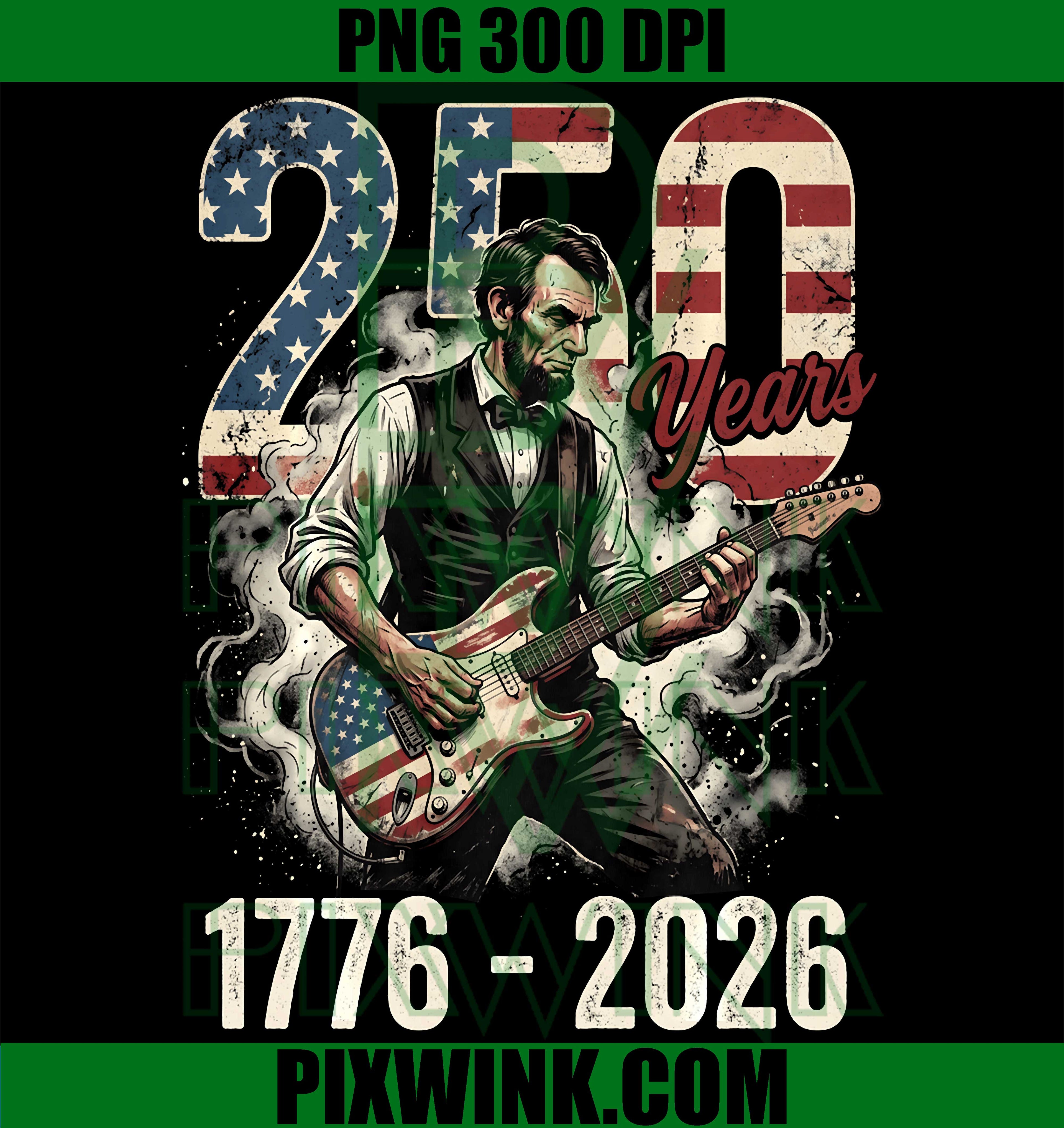 Abraham Lincoln Guitar PNG, Abe Lincoln 250 Years Vintage PNG