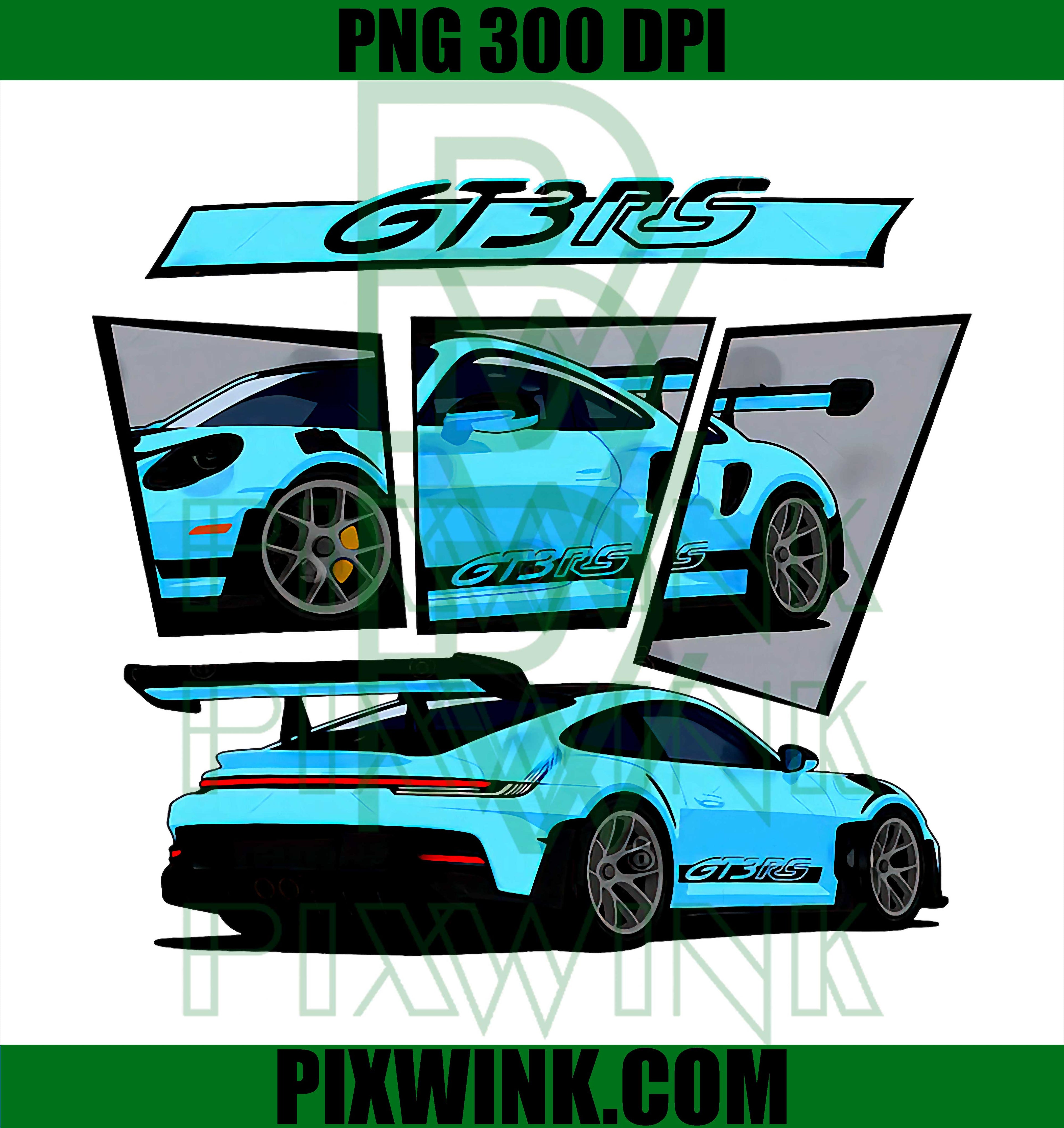 911 GT3RS Classic Vintage Old Car PNG, Racing Car Illustration, Sports Car Clipart