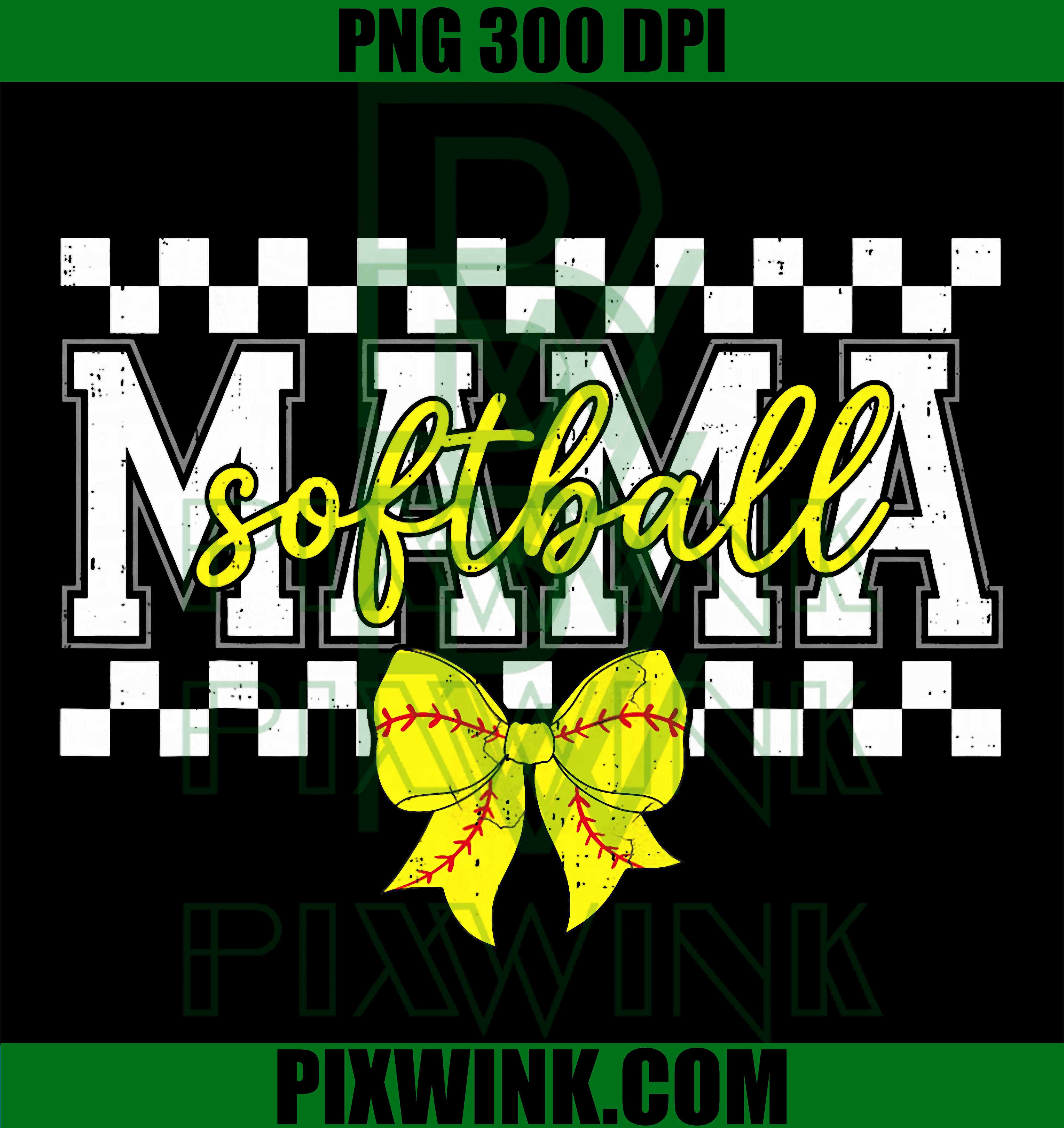 Softball Mama PNG, Checkered Cheer Mom PNG Game Day Design