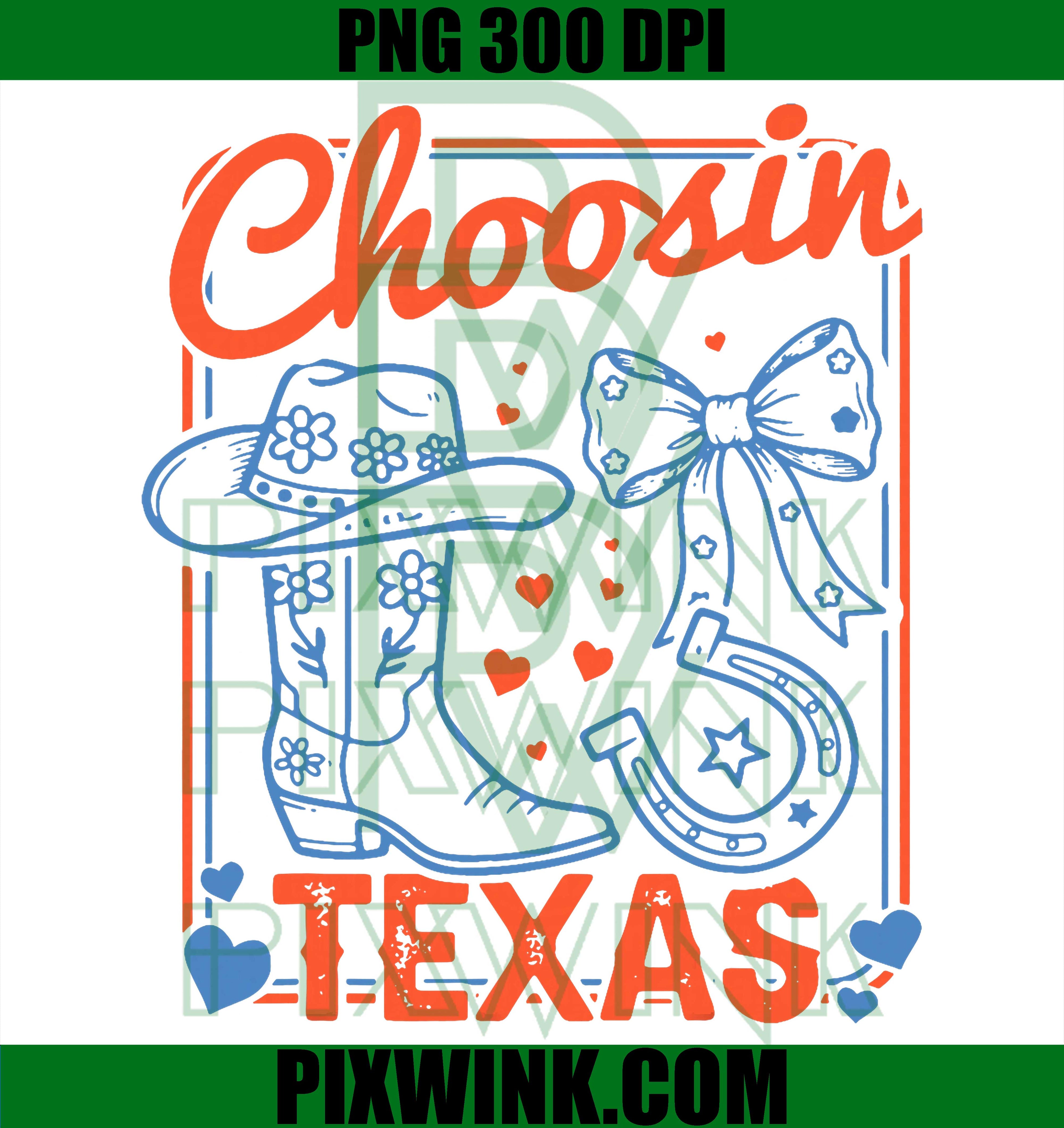 Choosin Texas PNG, Cowgirl Boot Bow PNG Western Girl Design