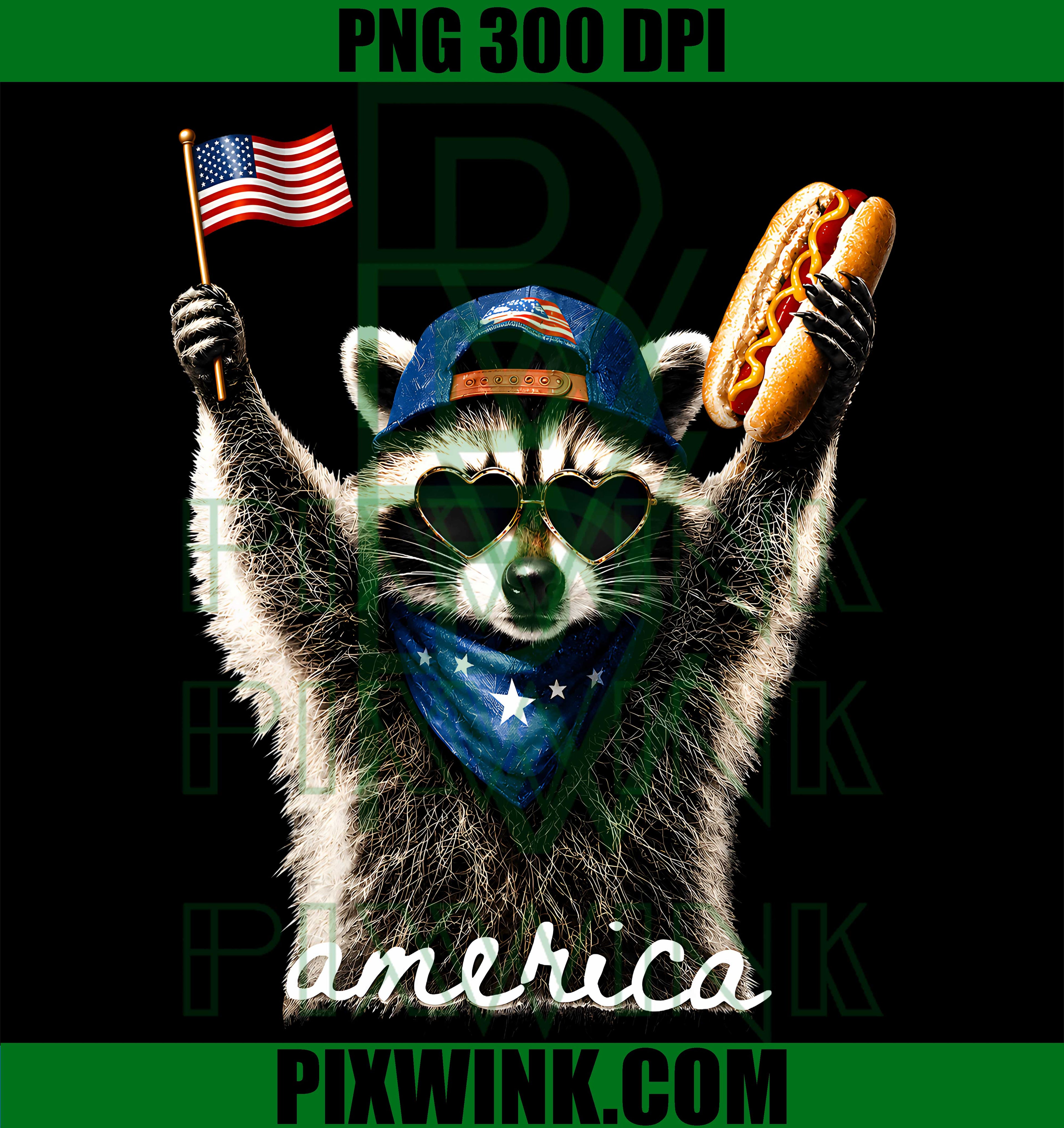 USA America Raccoon Hot Dog 1776 2026 PNG,4th Of July 250 Years PNG