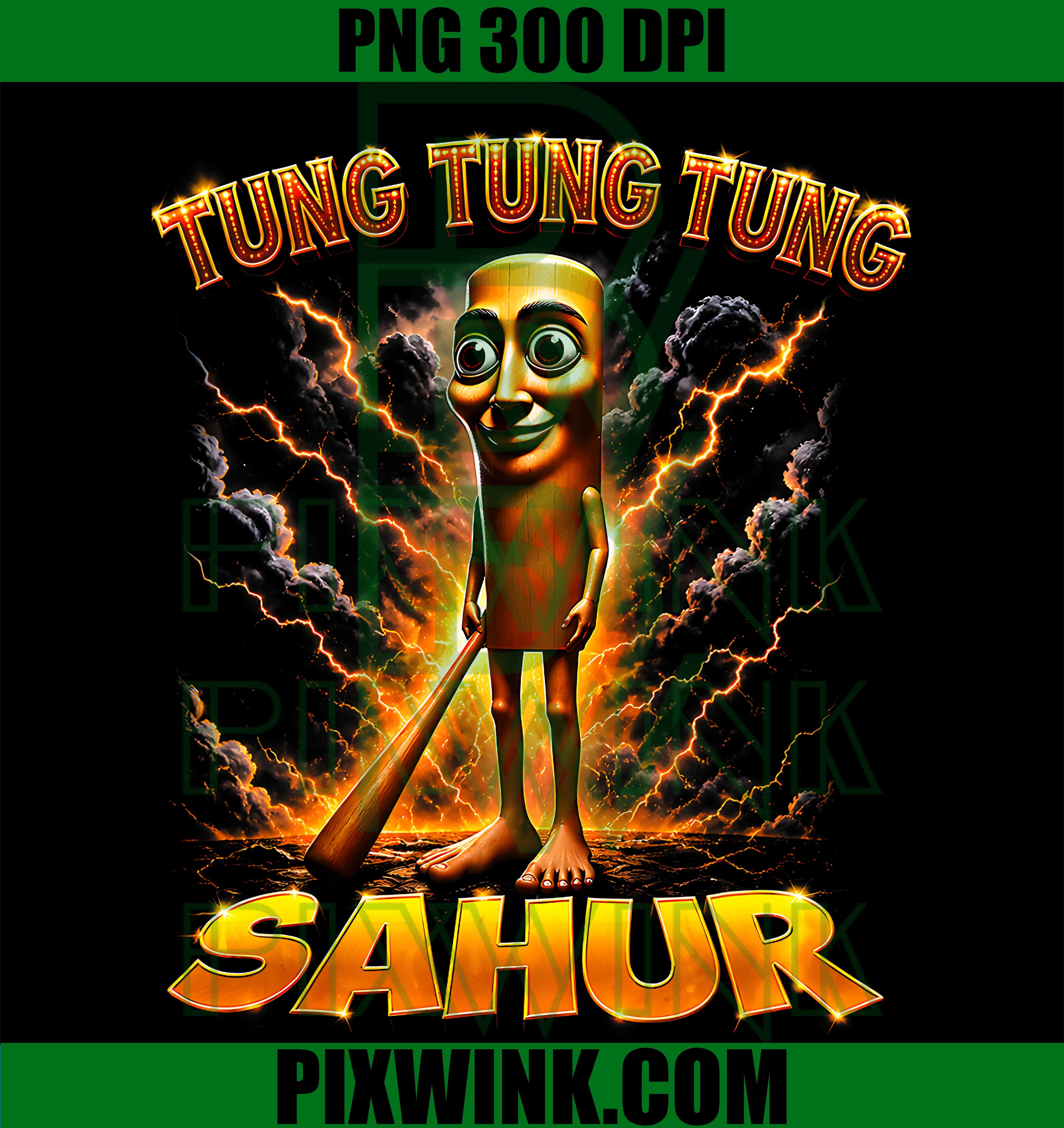 Vintage Brainrot Meme Tung Tung Tung Sahur PNG,Brainrot Meme Sahur PNG