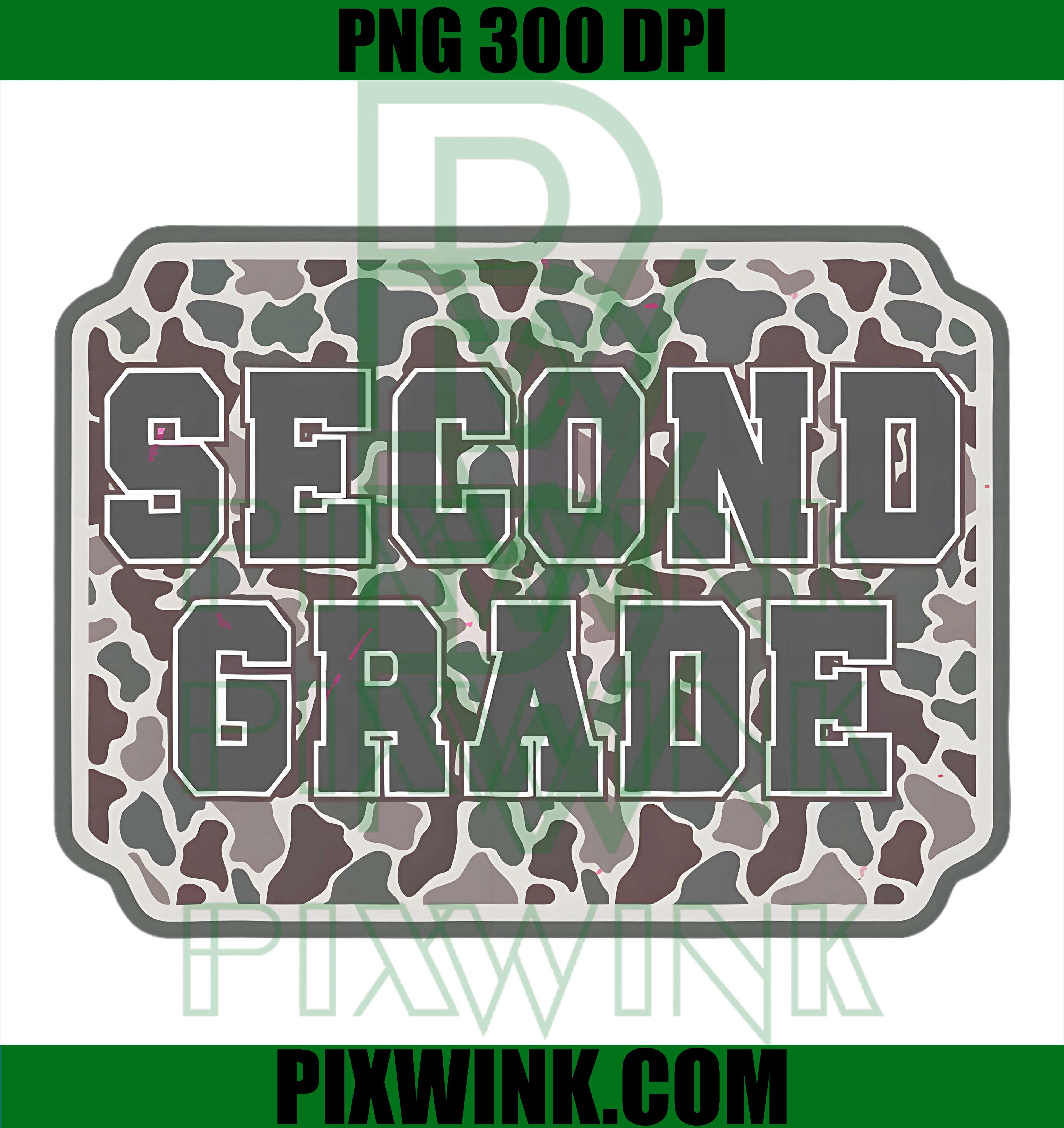 Vintage Camo Second Grade Back To School PNG,2nd Grade Teacher PNG