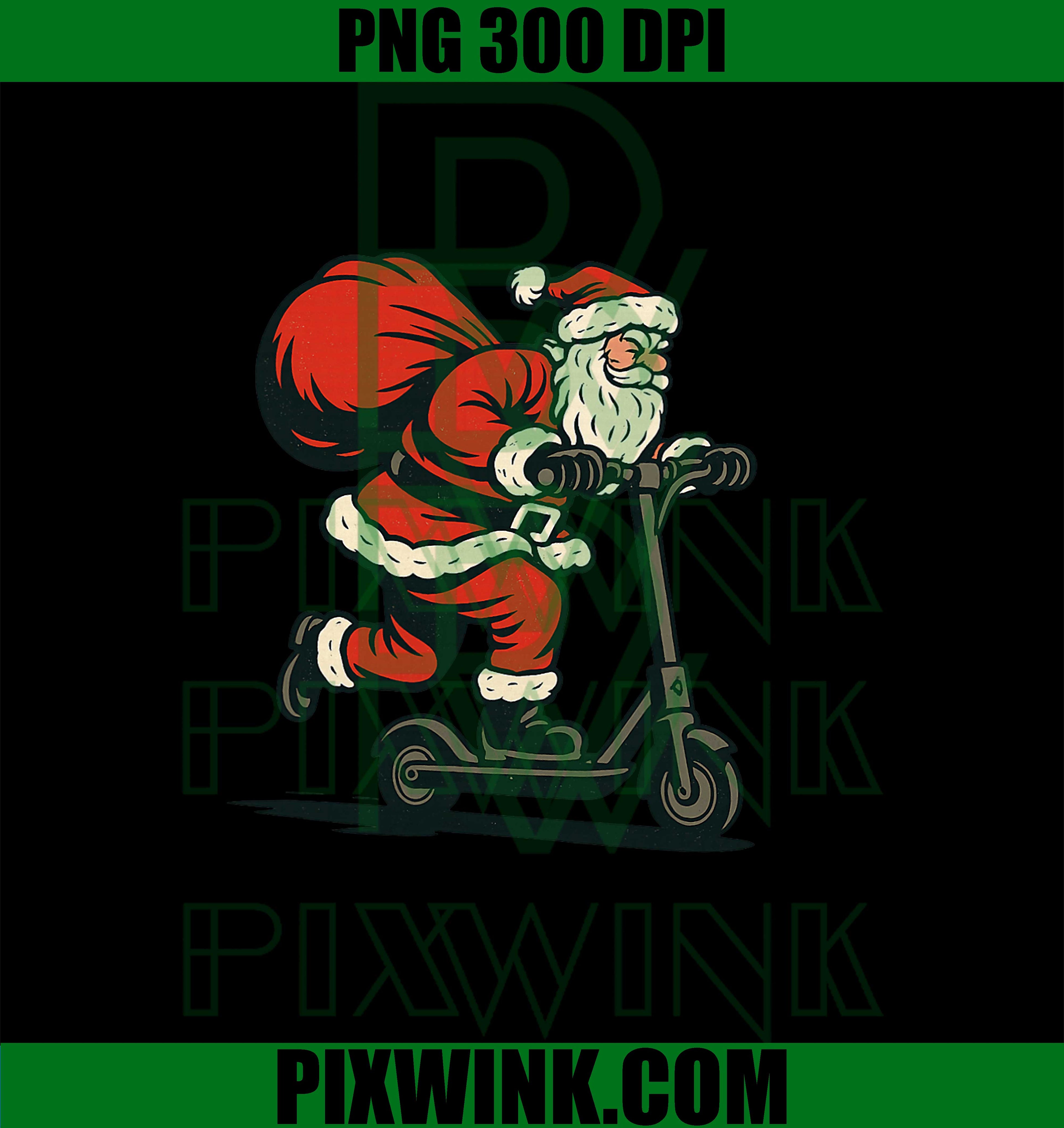 Santa Riding Electric Scooter PNG