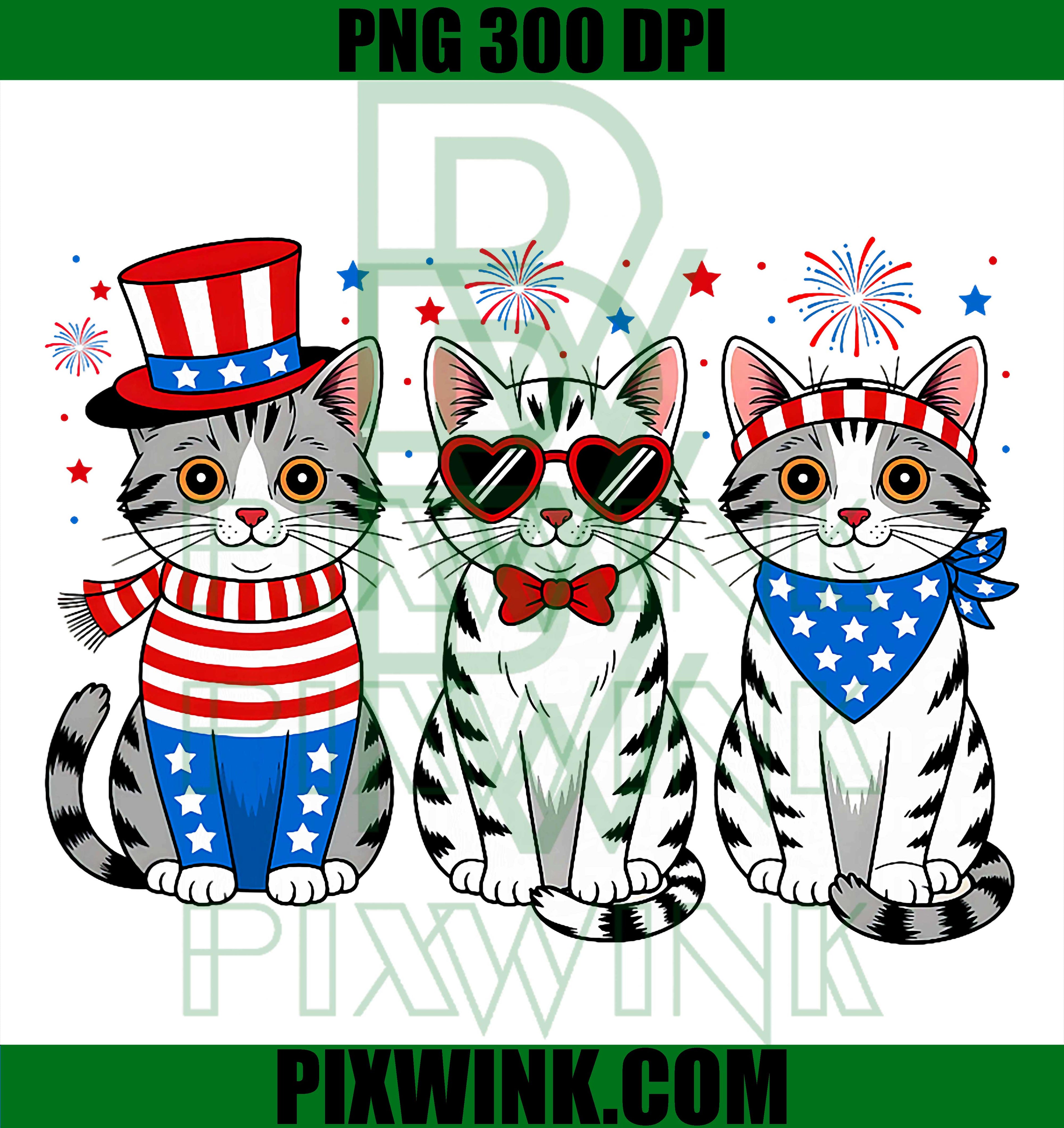 Patriotic Cat USA PNG, 4th of July Cat Lover PNG