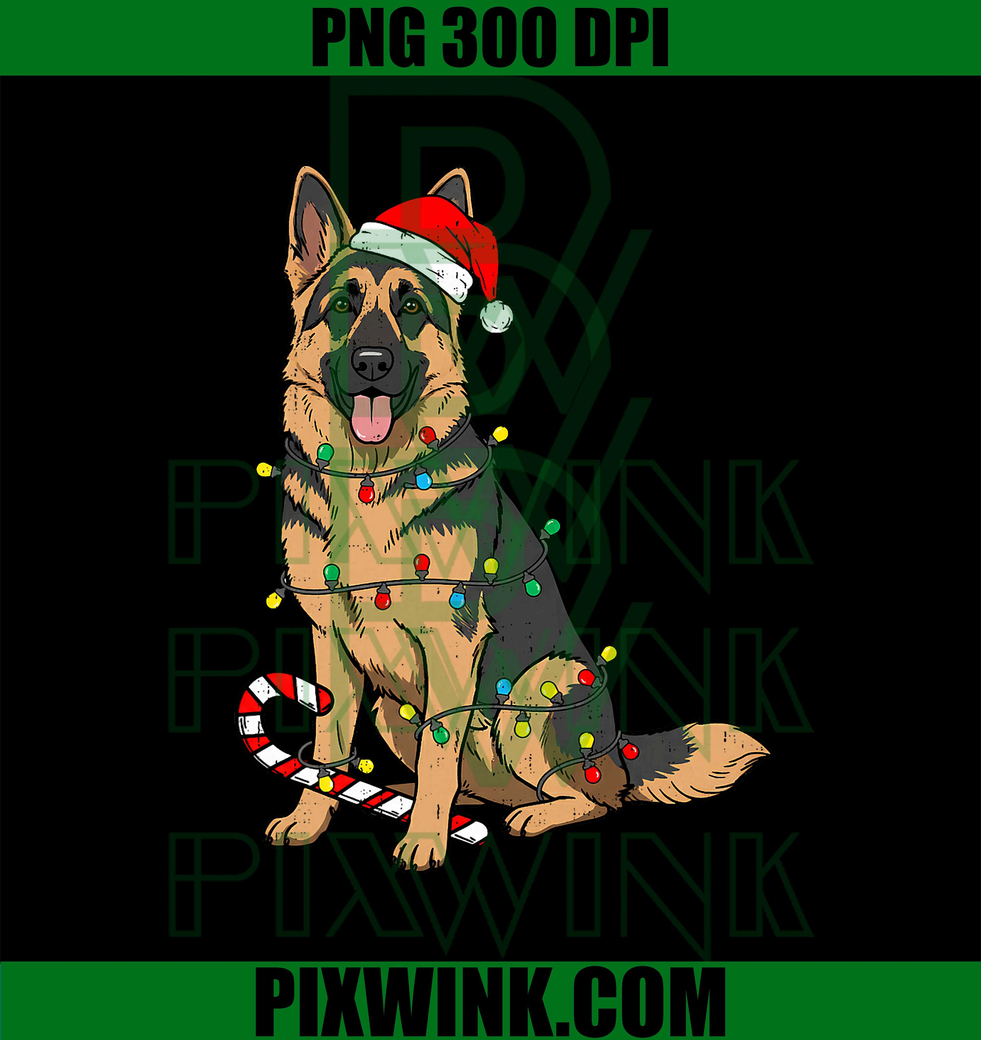 German Shepherd Dog Christmas Lights Xmas Pet Dog Lover PNG