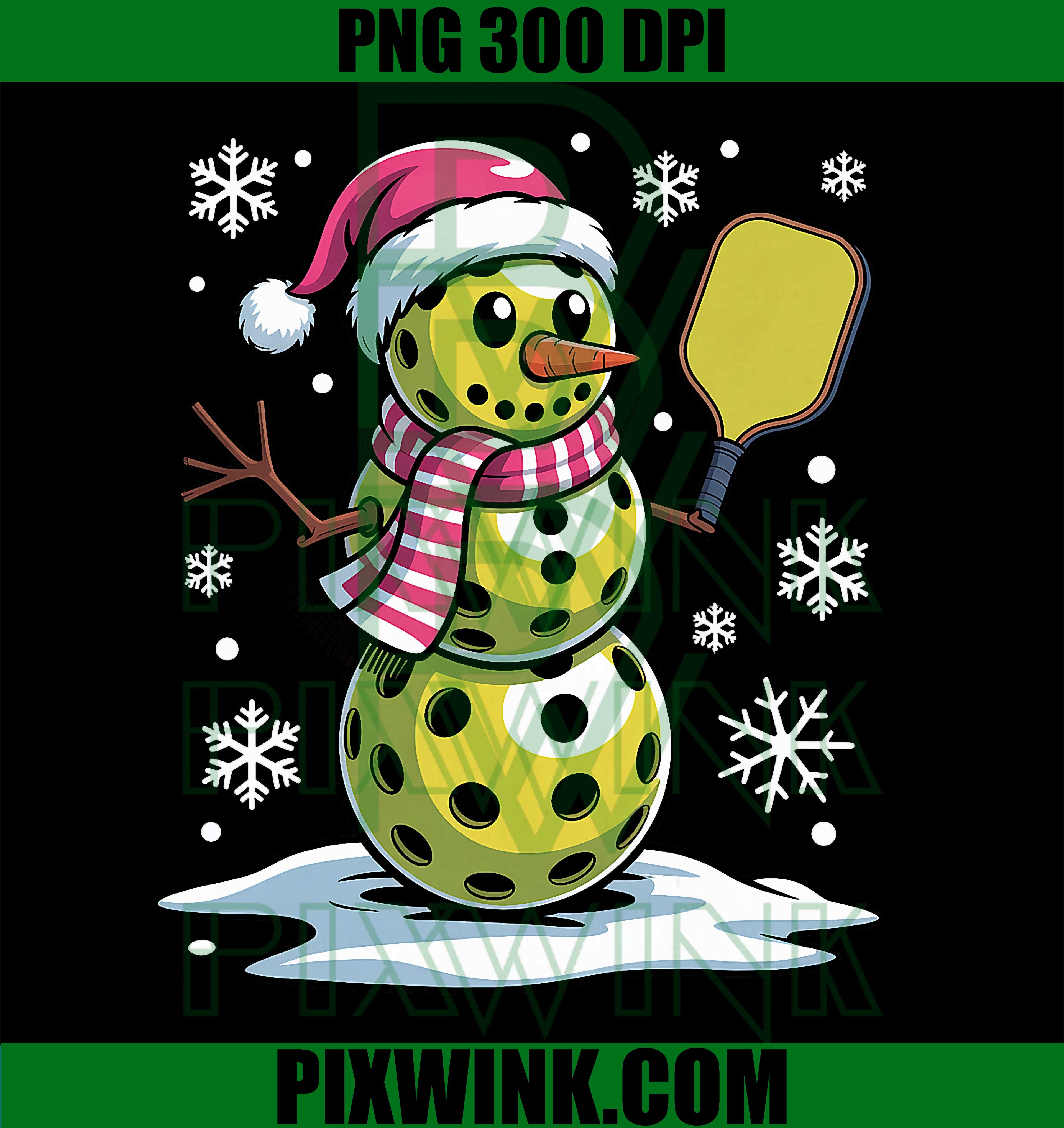 Santa Hat Snowman Xmas, Pickleball Christmas PNG