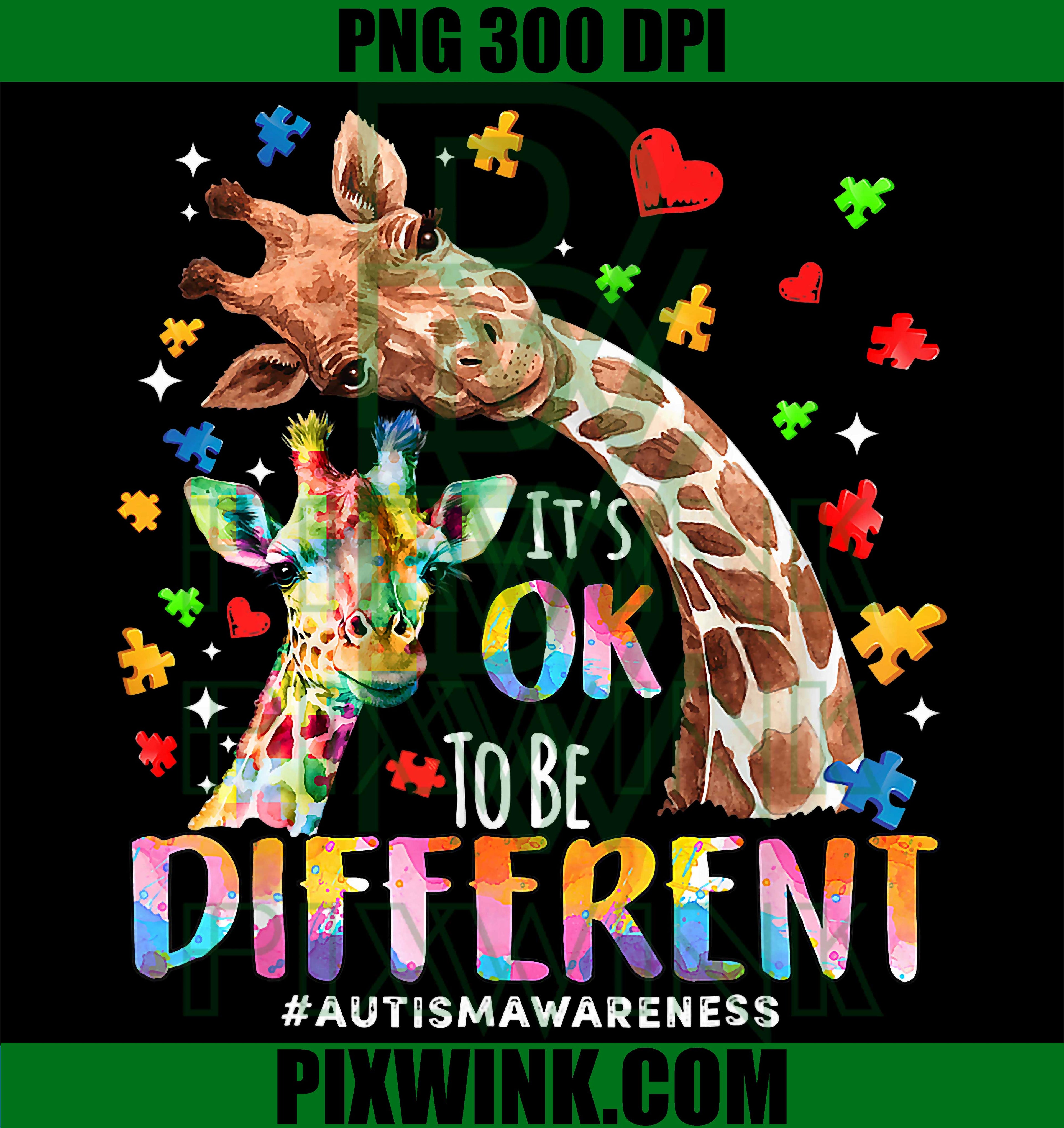 It’s OK To Be Different PNG, Autism Mom PNG, Cute Giraffe PNG