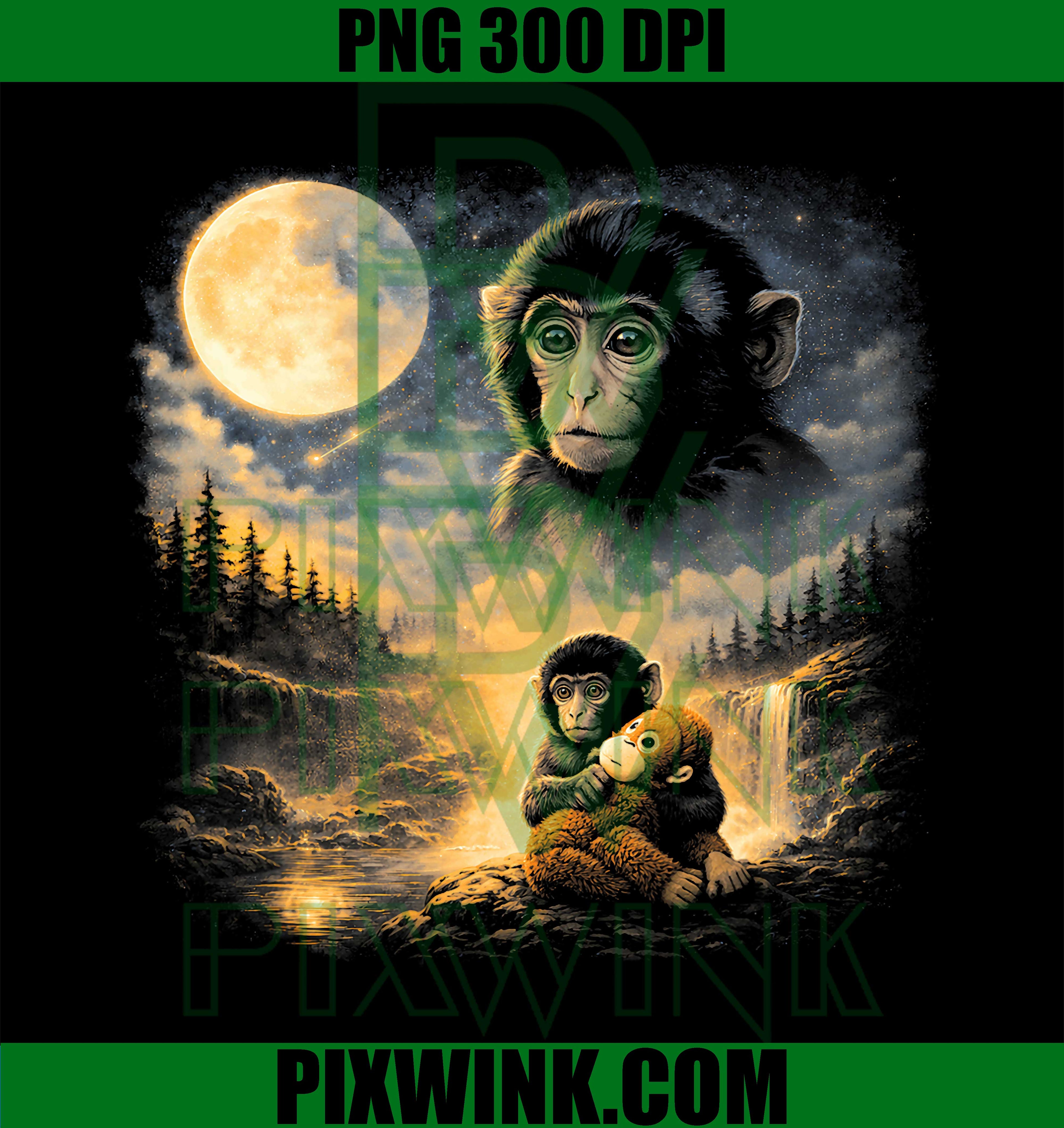 Punch Monkey Moon PNG, 90s Retro Animal Vintage Design PNG
