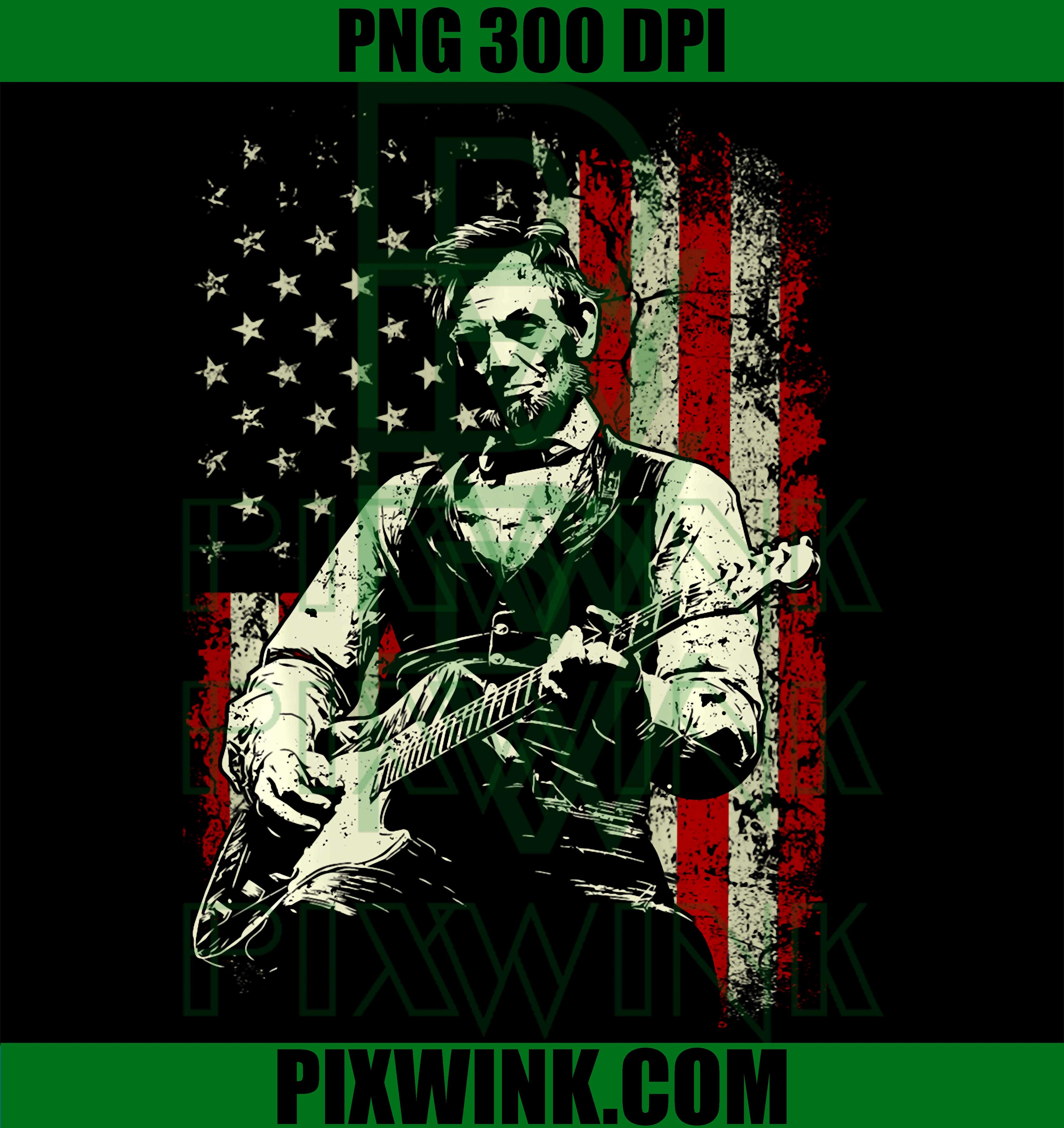 Abraham Lincoln Guitar PNG, Rock Roll American Flag PNG