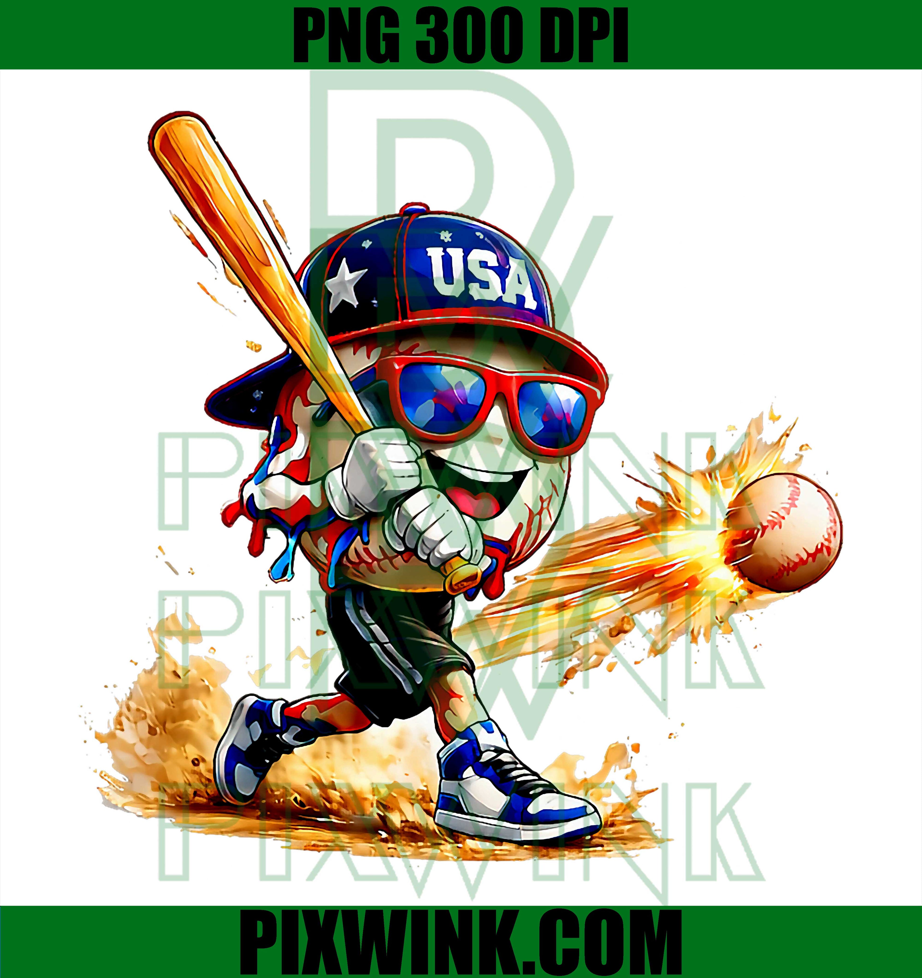 Baseball Ice Cream Drip PNG, Youth Baseball Funny PNG