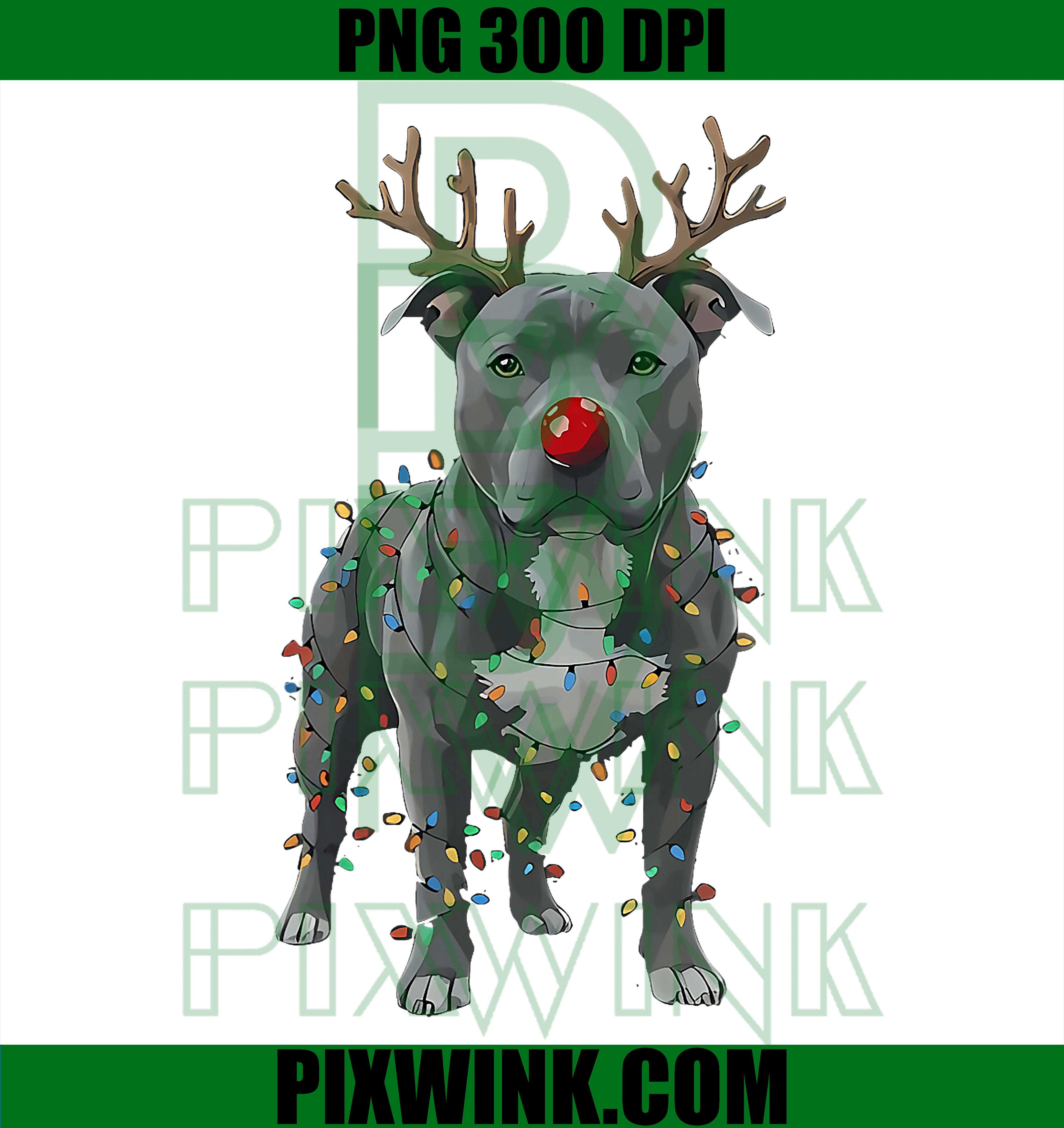 Christmas Pitbull Reindeer PNG, Animal PNG