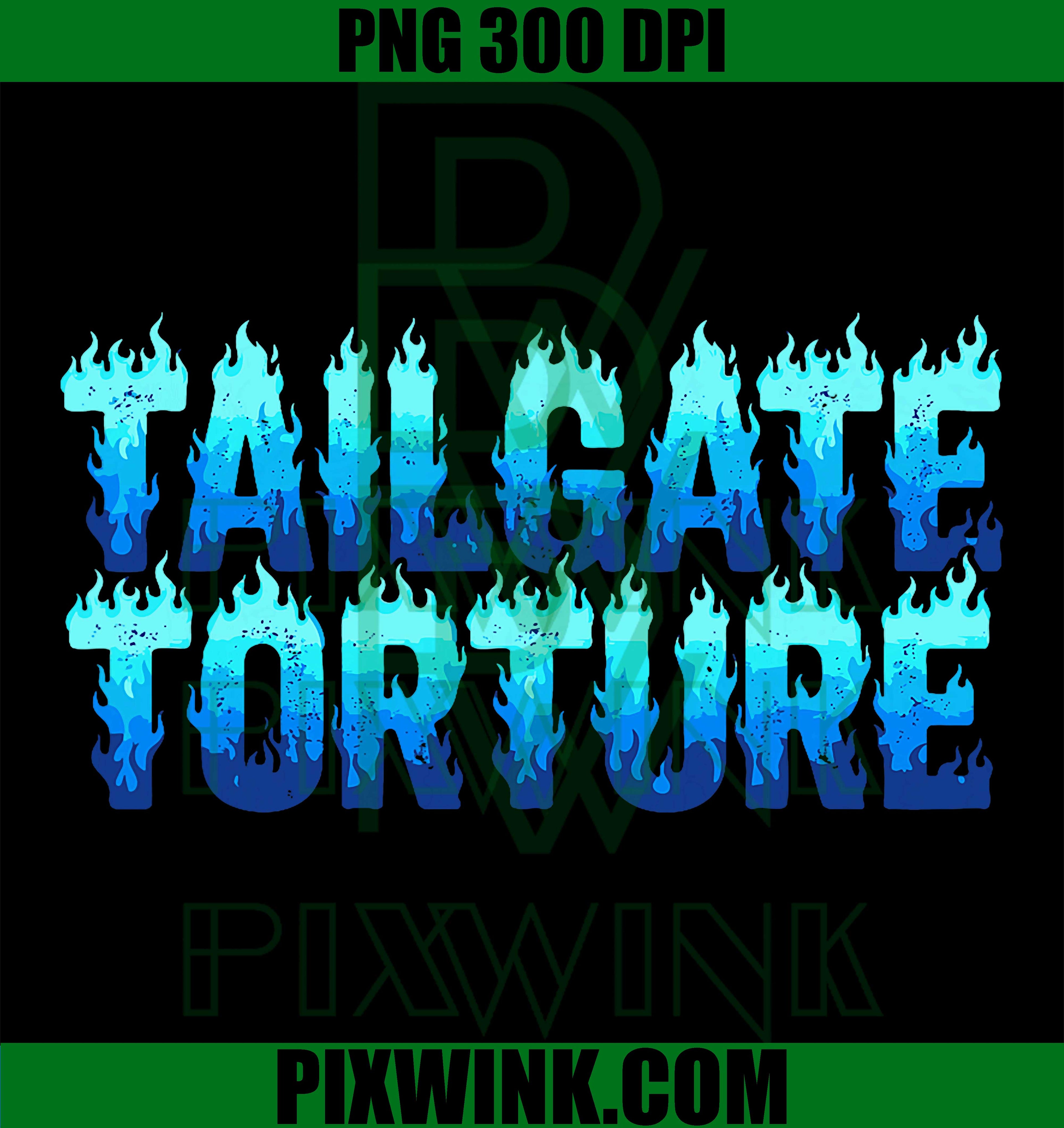 Funny Tailgate Torture Speech PNG, Blue Flames Text PNG