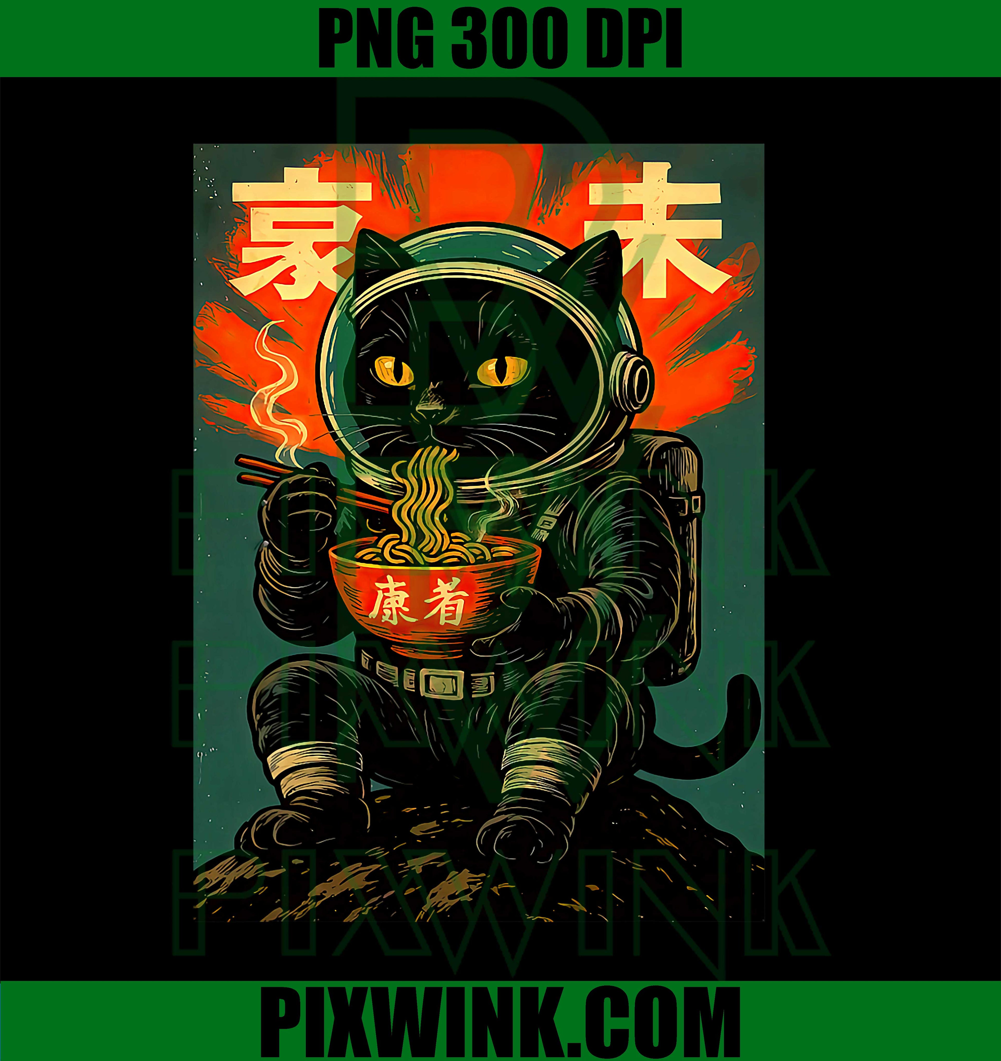 Astronaut Cat Ramen, Japanese Graphic, Kawaii Doodles Food PNG
