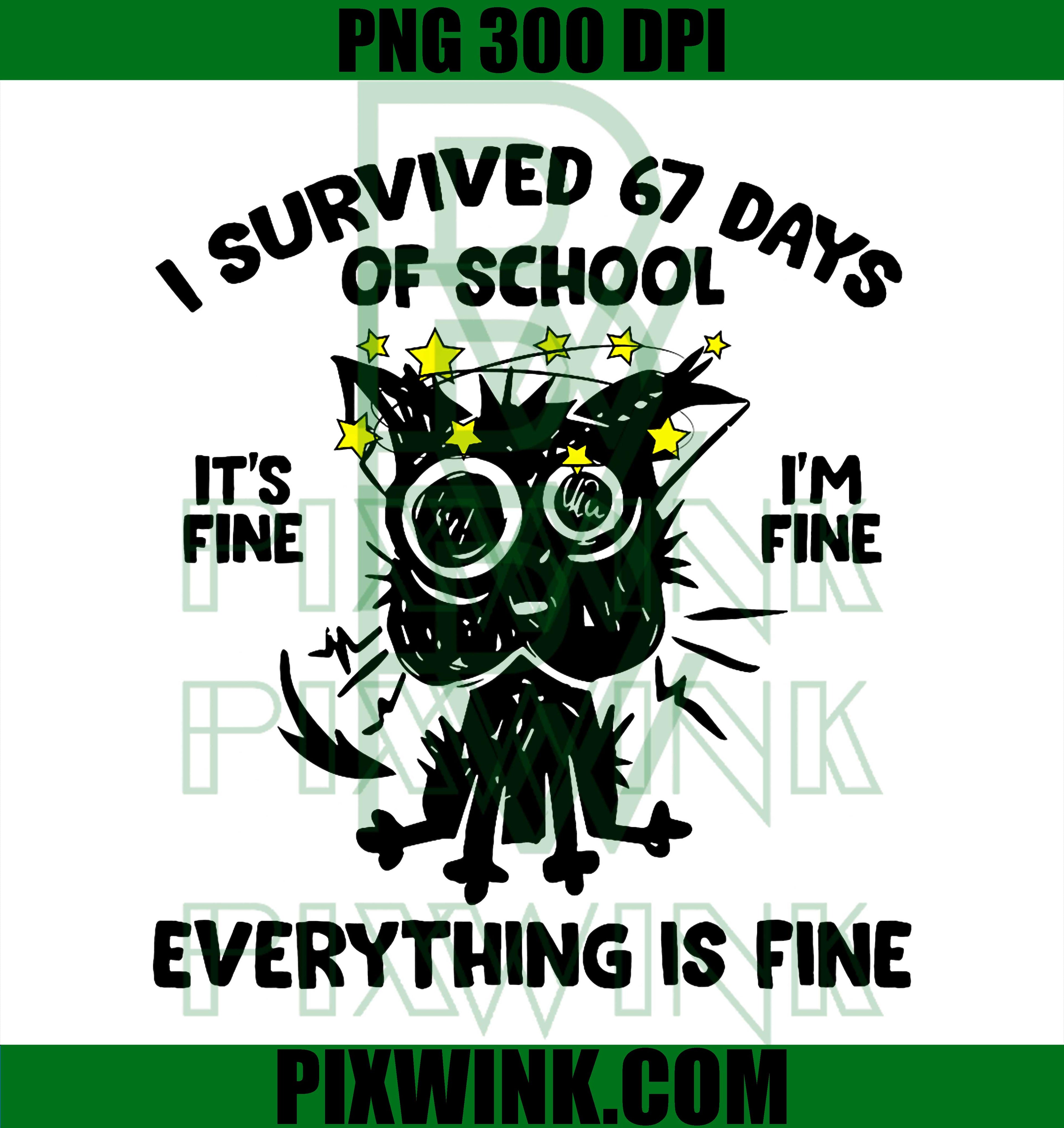 Cat i Survived 67 Days of School, Teachers Students Six Seven PNG