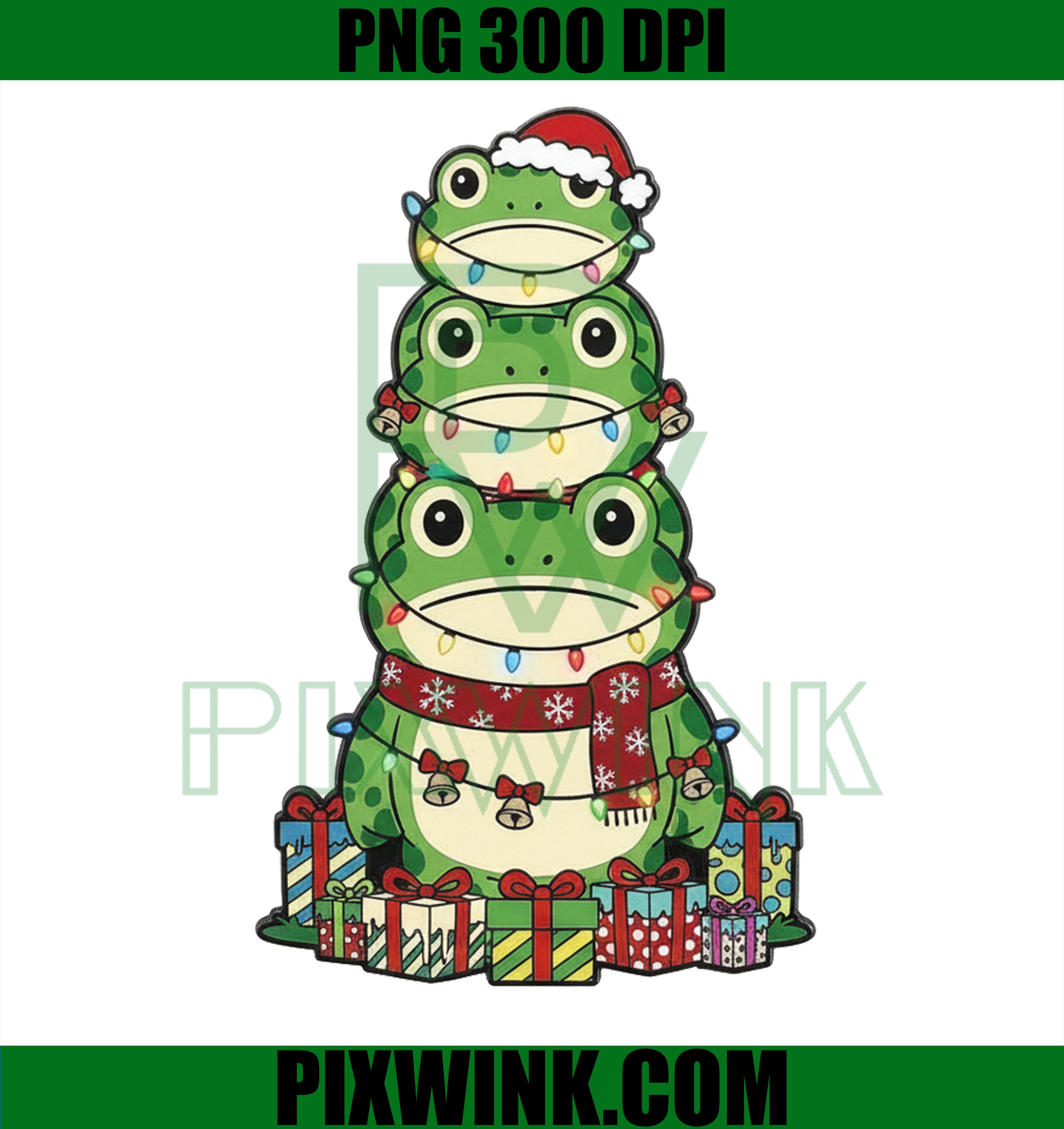 Christmas Frog PNG, Cute Frog Tree Clipart, Holiday Toad Stacking Art, Festive Frog Sublimation Design