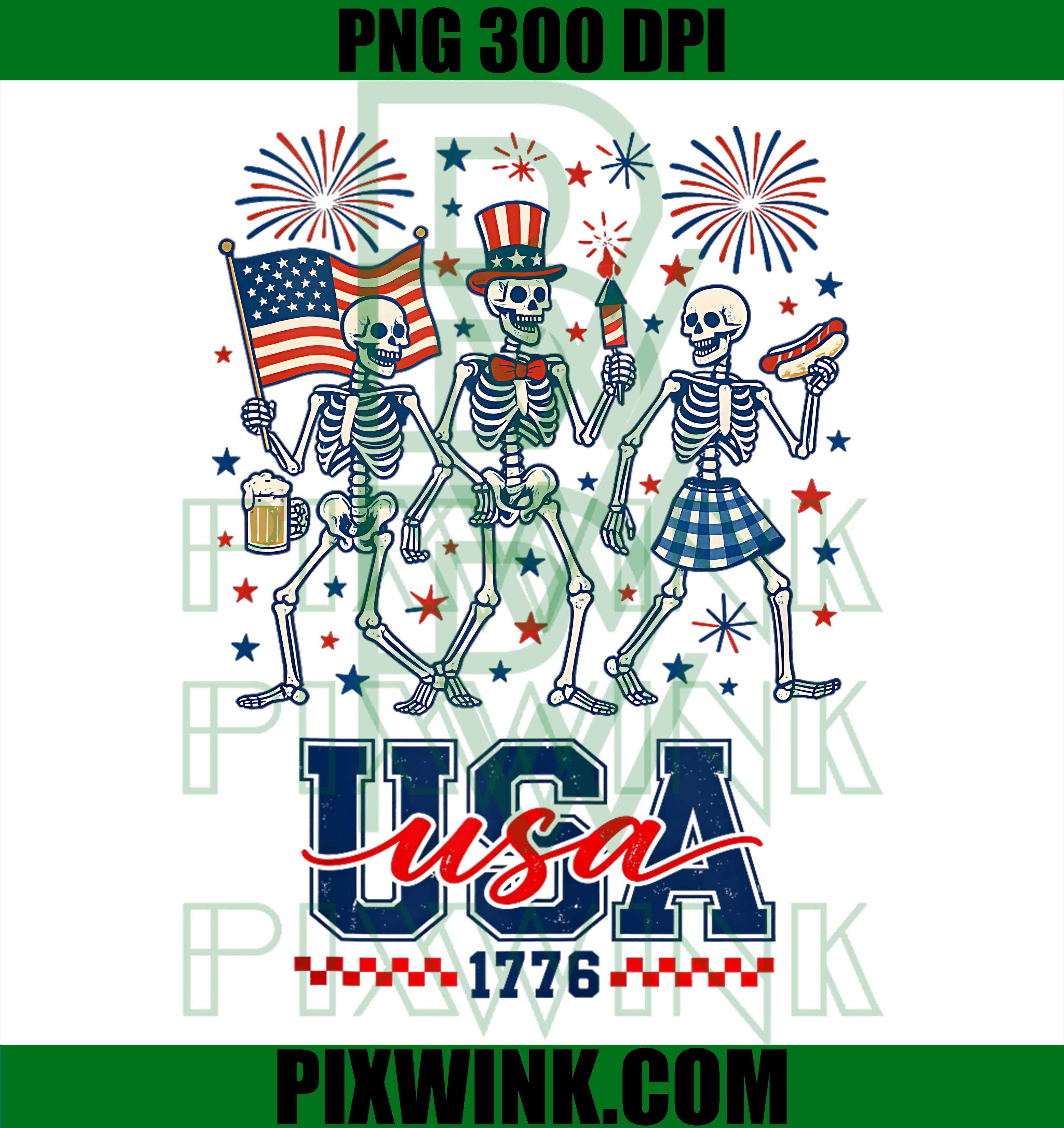 USA 250th Anniversary PNG, Freedom Skeletons PNG, Celebrating Freedom PNG