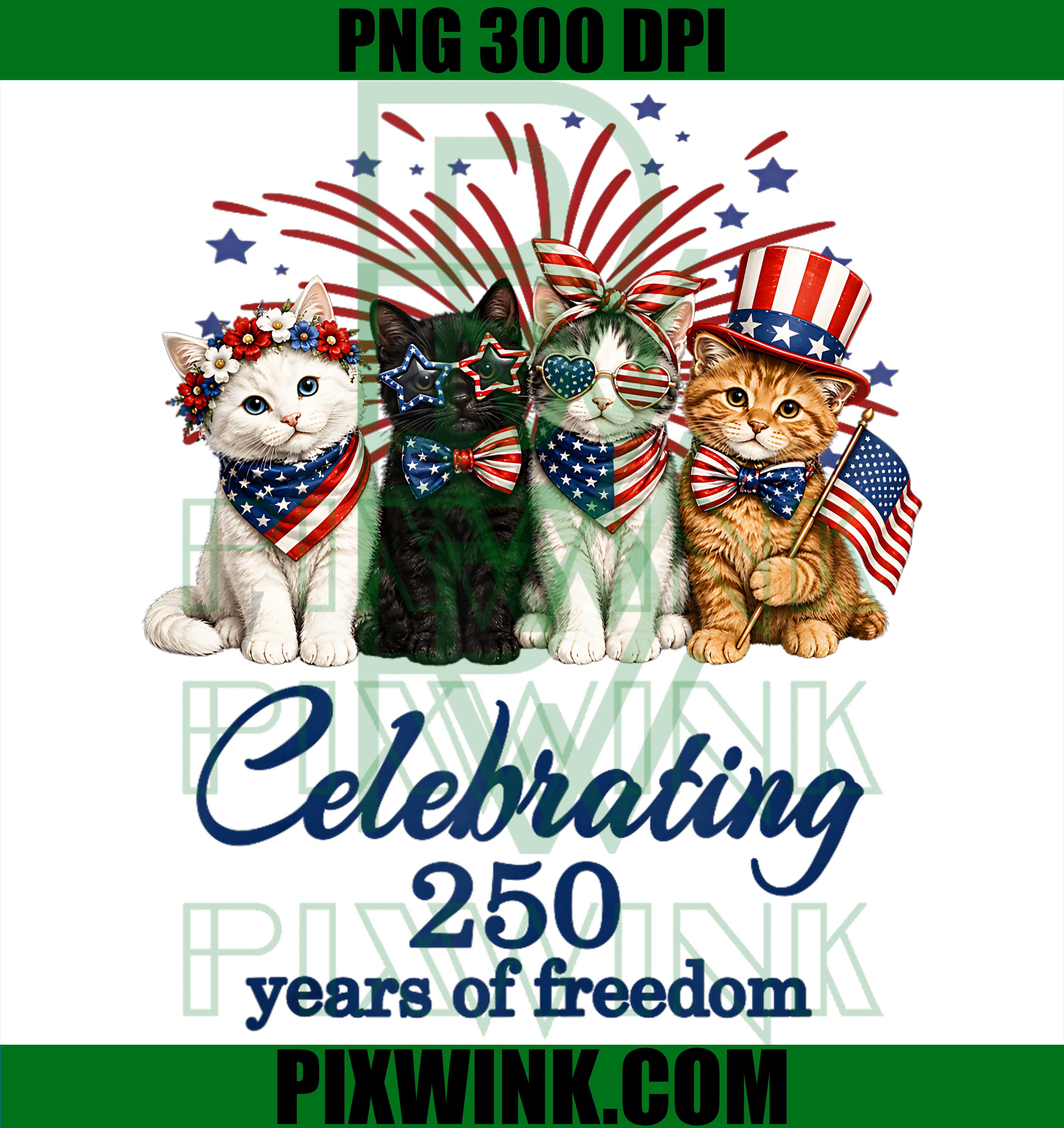 USA 250th Anniversary PNG, Patriotic Kittens PNG, Celebrating Freedom PNG