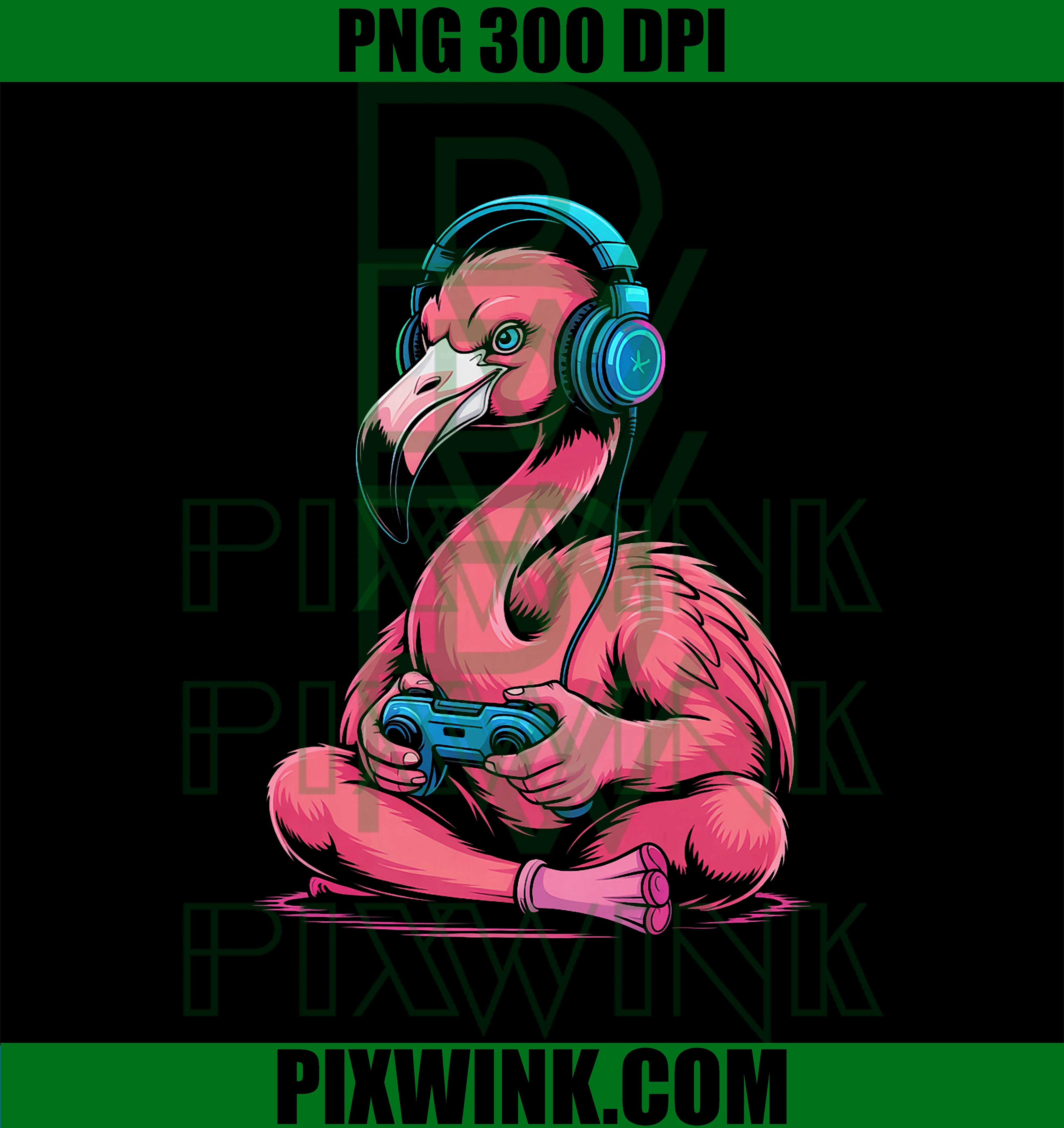 Flamingo Gamer Headphone Video Game PNG