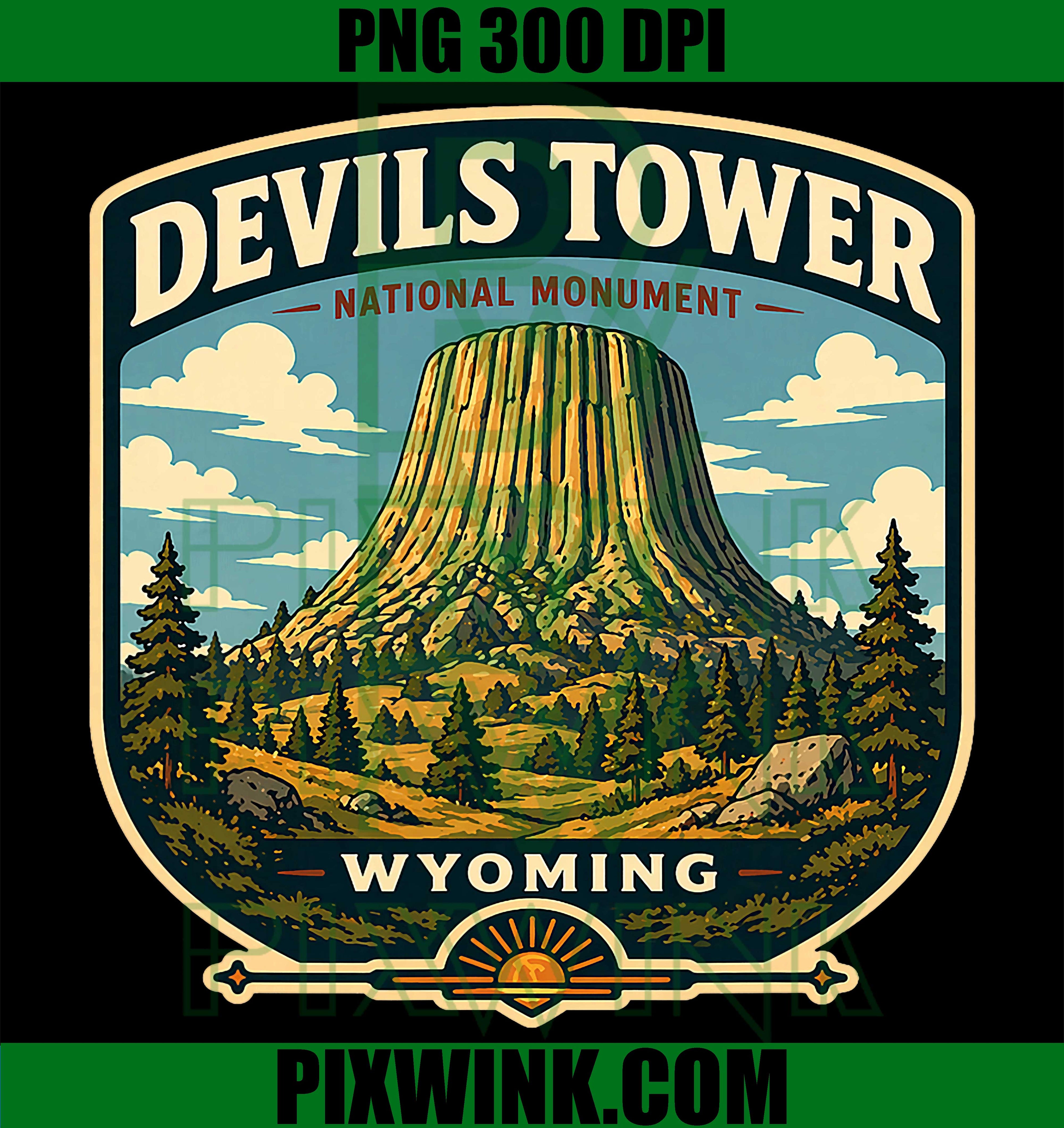 Devils Tower PNG, Wyoming Nature Trip PNG National Monument Design
