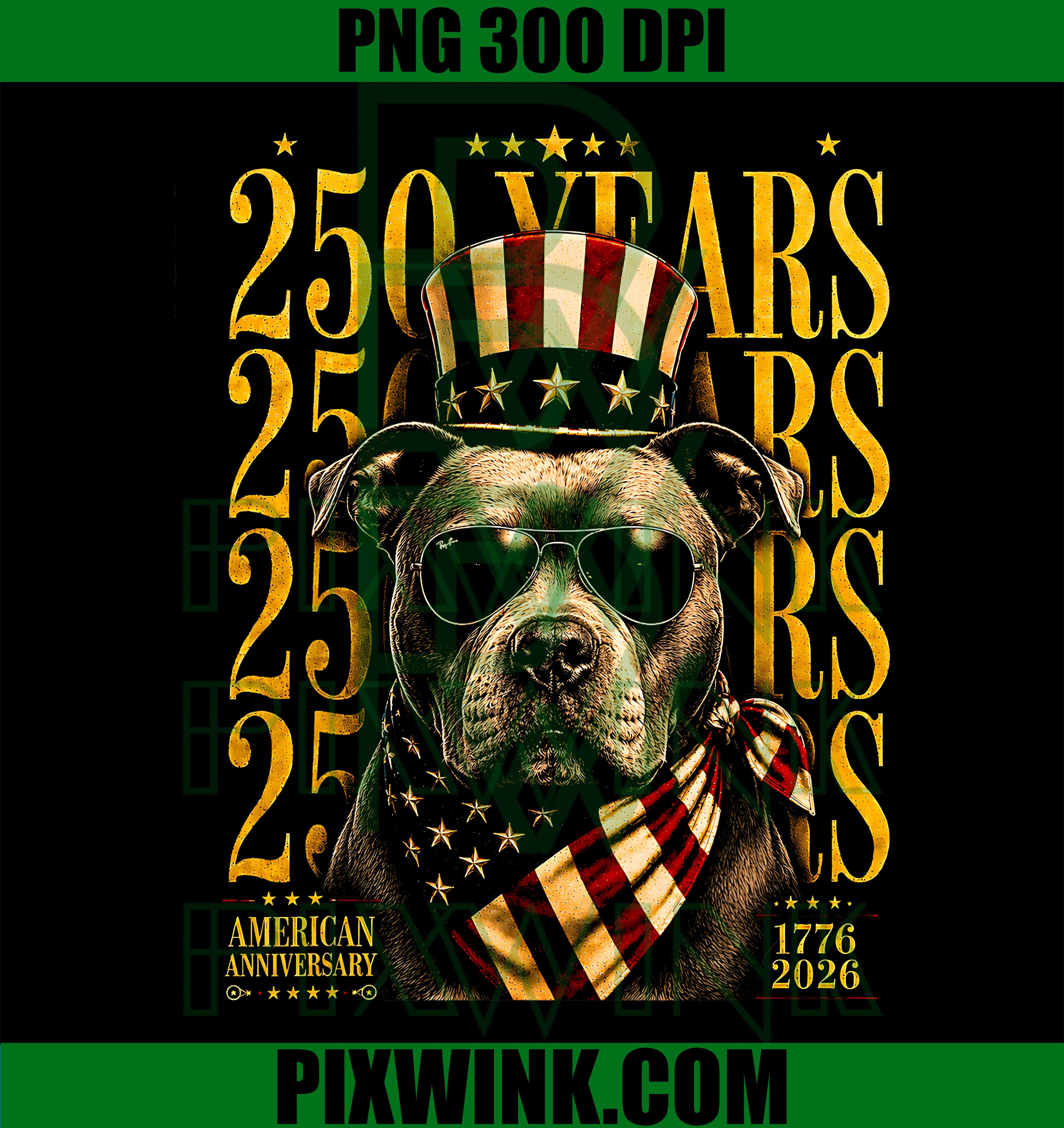 USA 250th Anniversary PNG, Pitbull Dog PNG, American Flag PNG