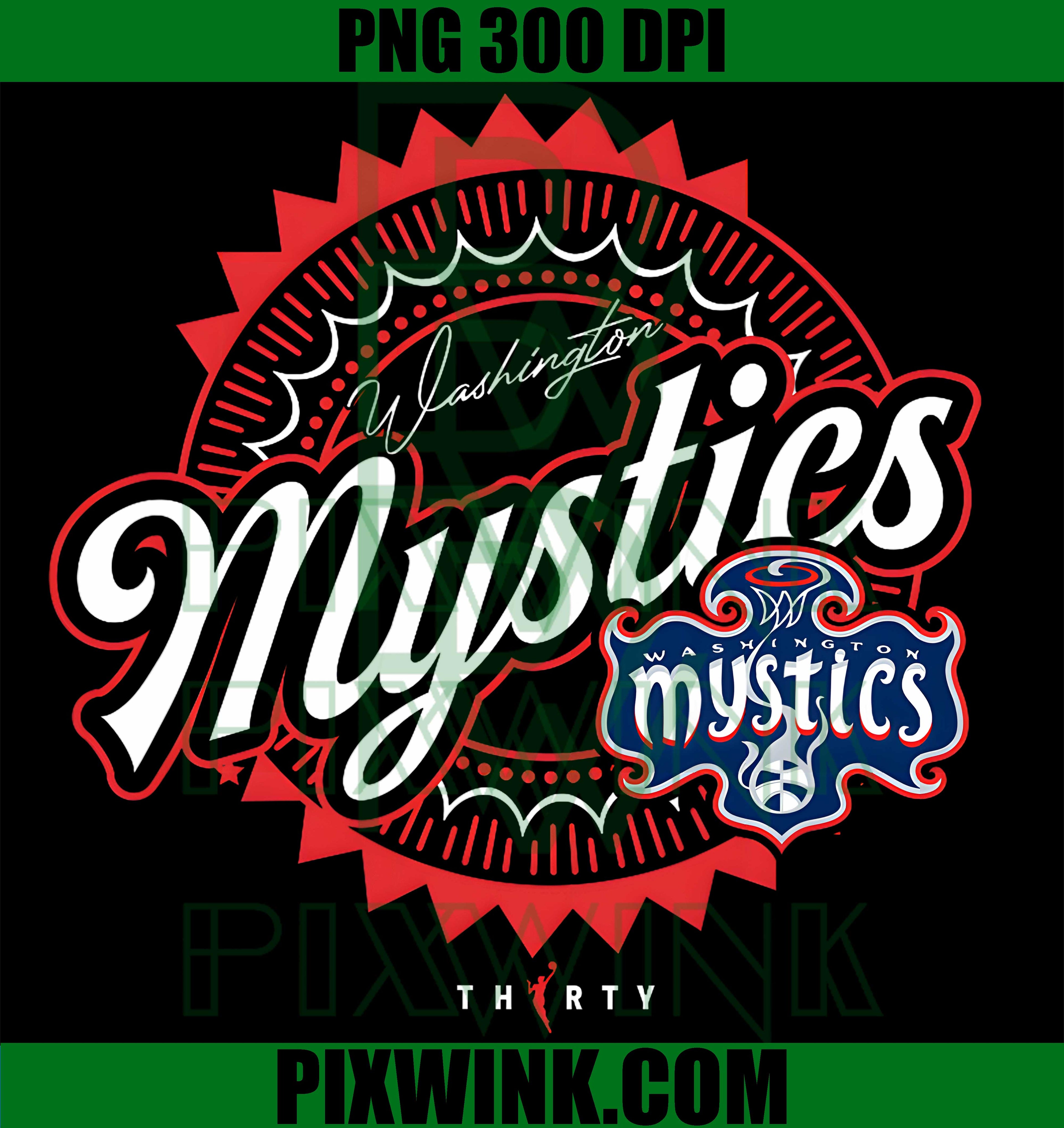 WNBA 30th Anniversary Double Stack PNG,Washington Mystics Graphic PNG
