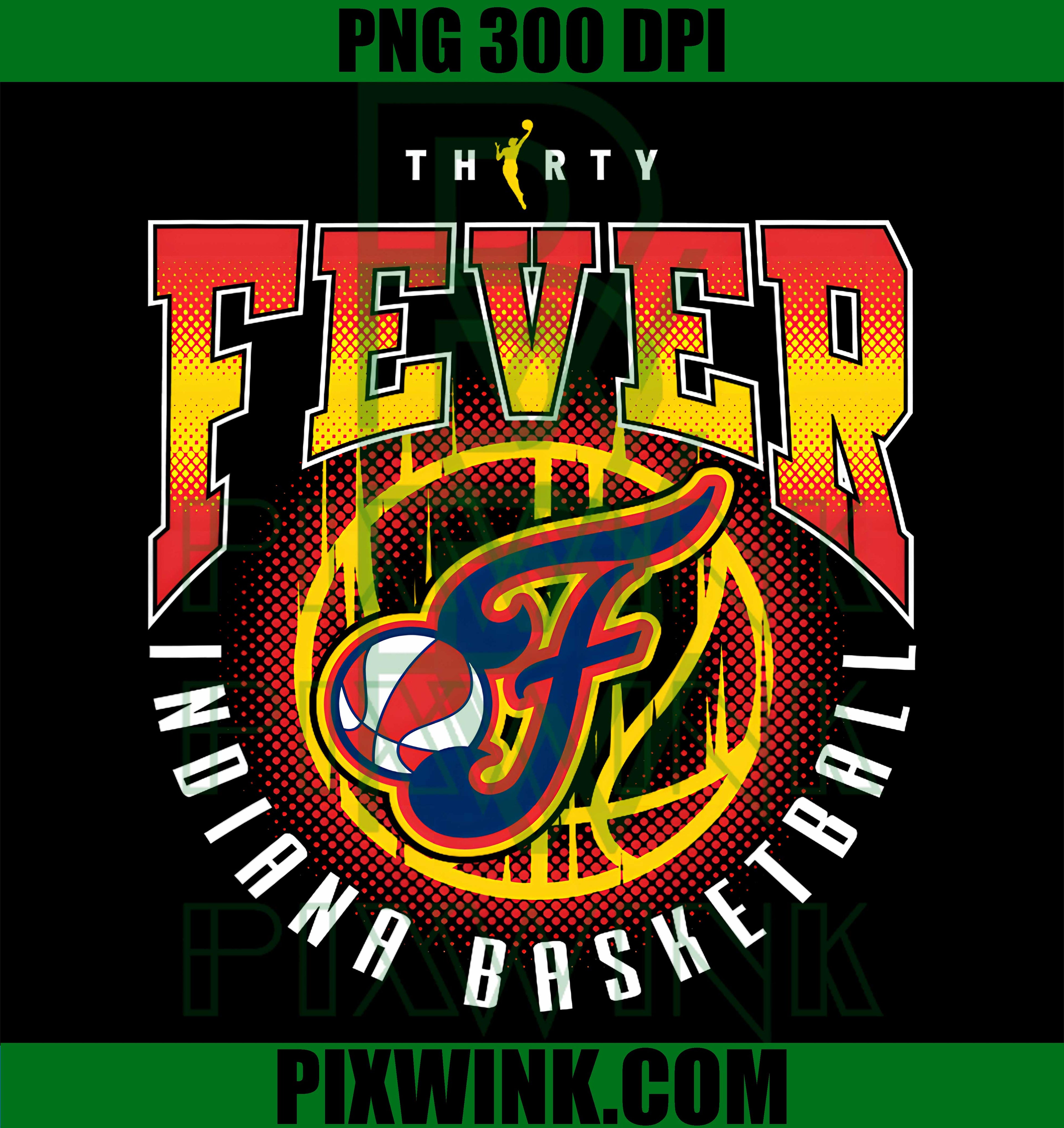 WNBA 30th Anniversary Triple Stack PNG,Indiana Fever Basketball PNG