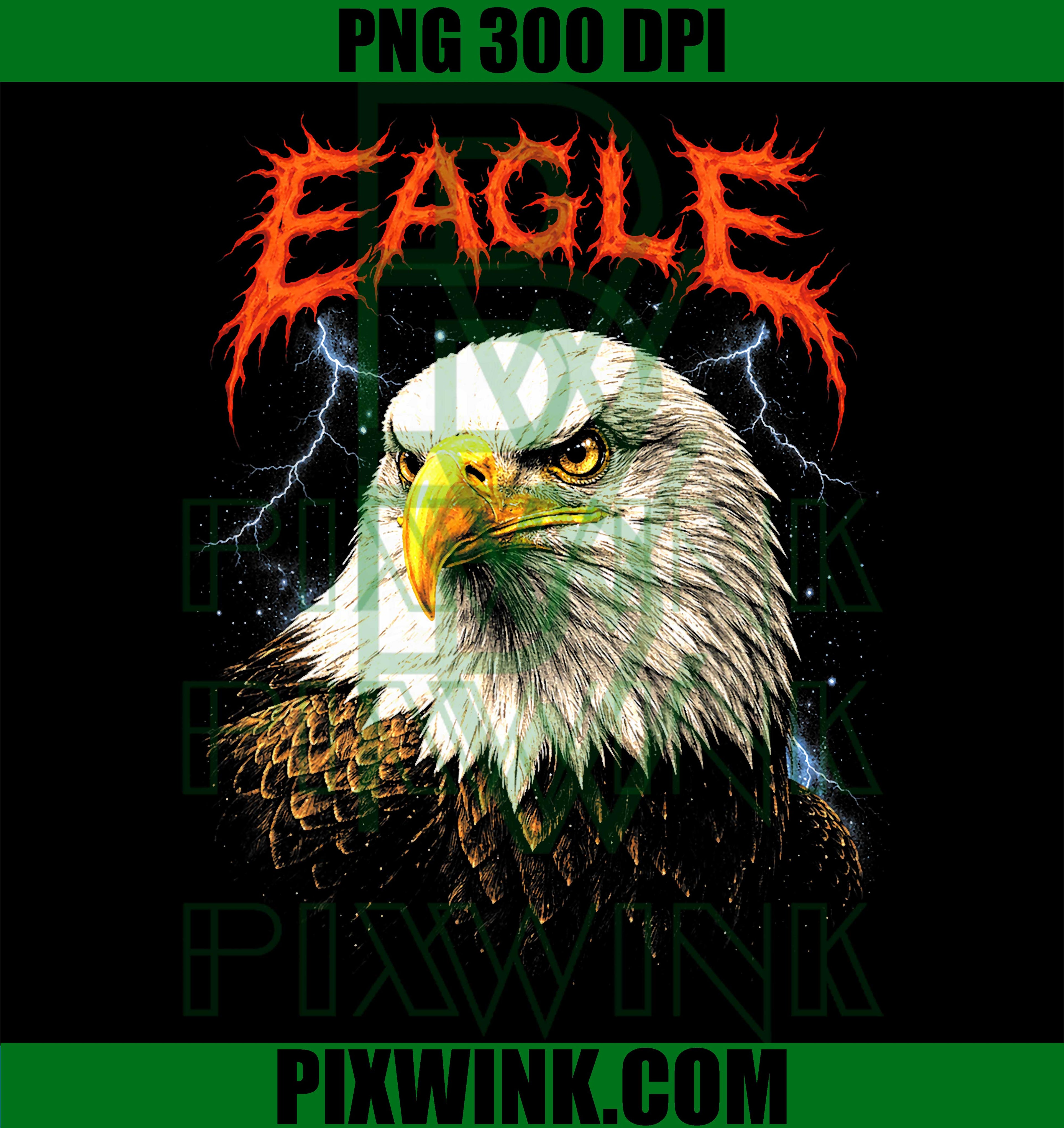 Eagle Metal Rock PNG, 80s Rock N Roll PNG Concert Animal Design