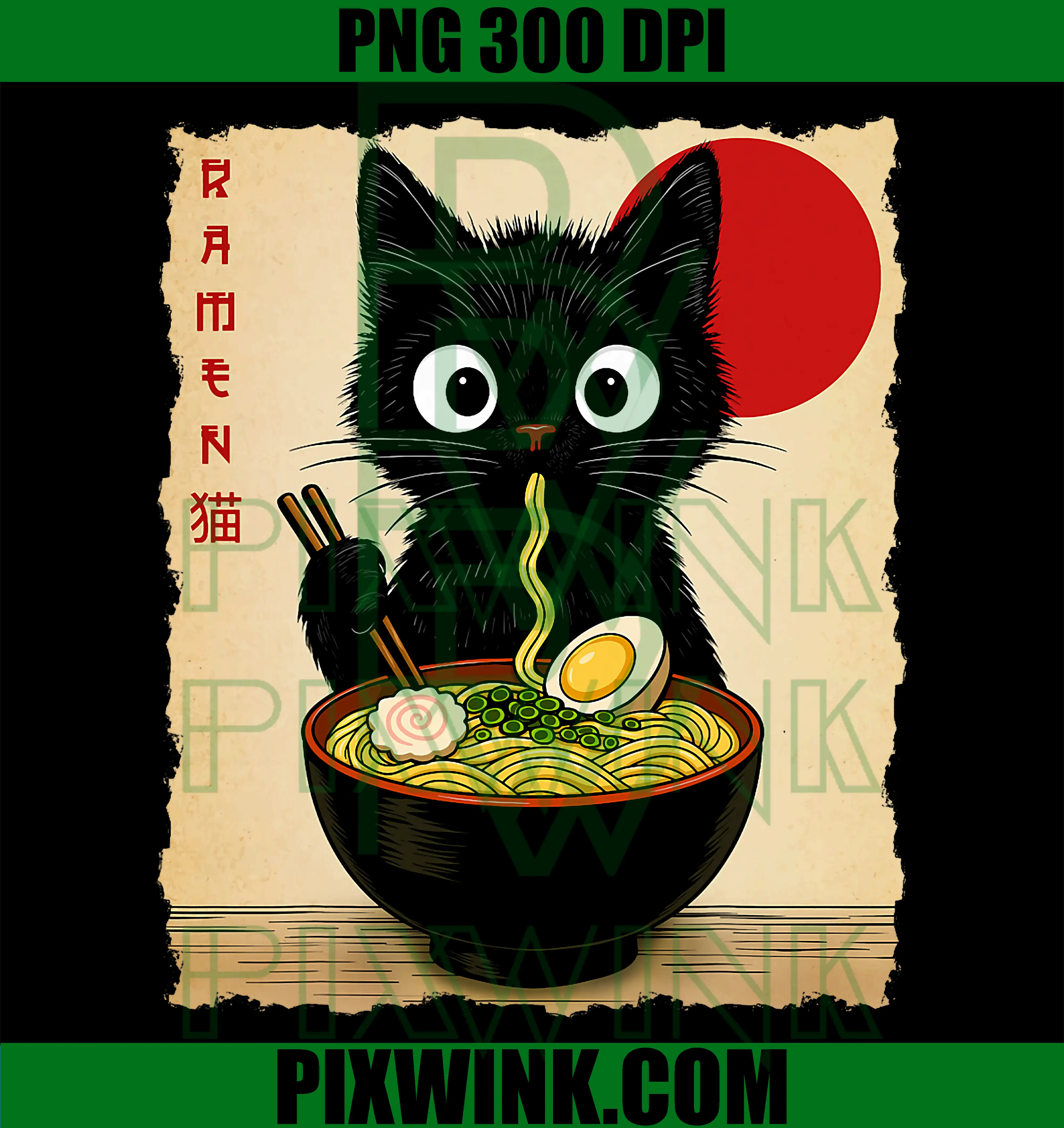 Anime Cat Ramen Japanes PNG
