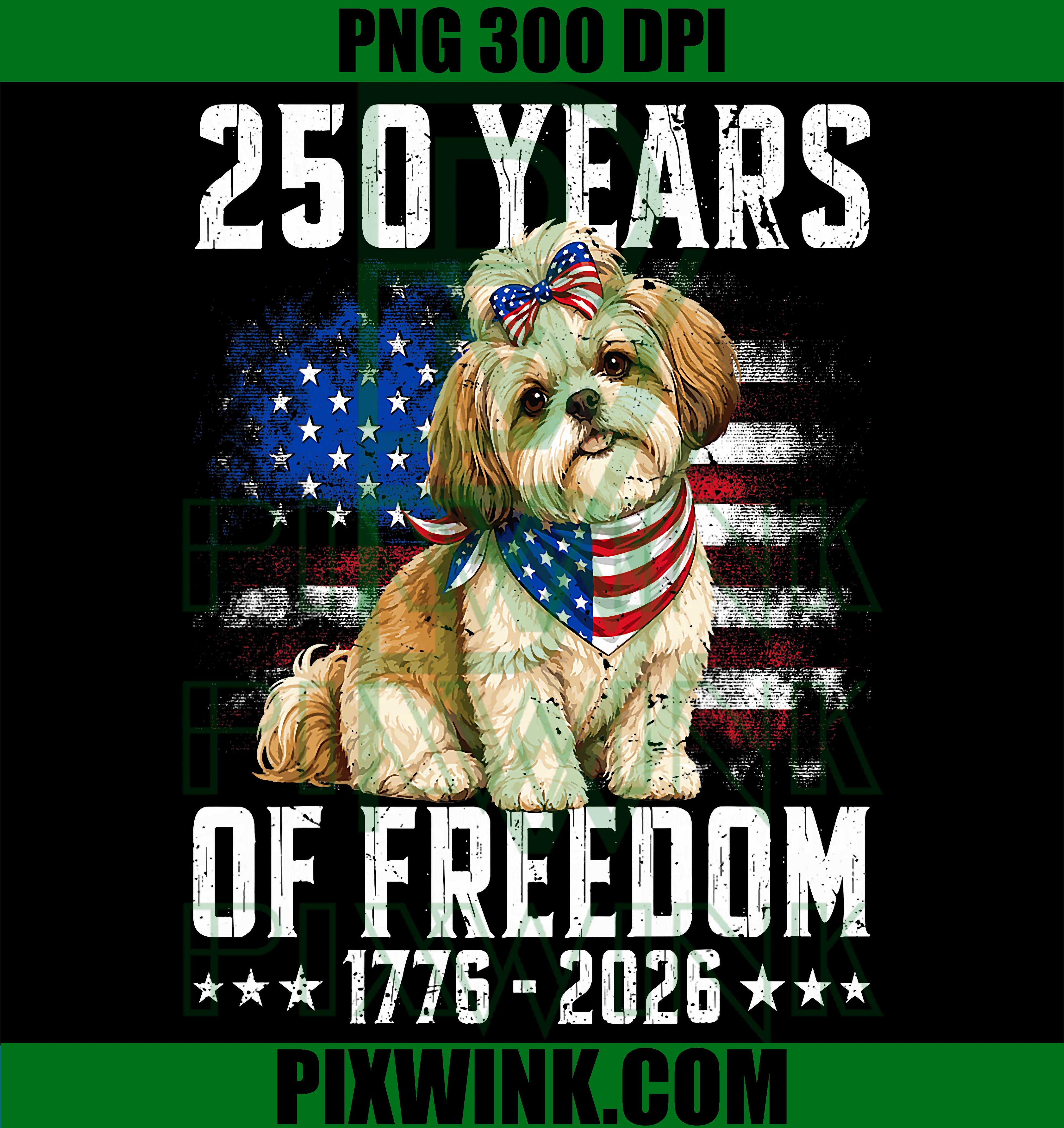 250 USA Years Shih Tzu PNG, Funny 1776 2026 Dog PNG