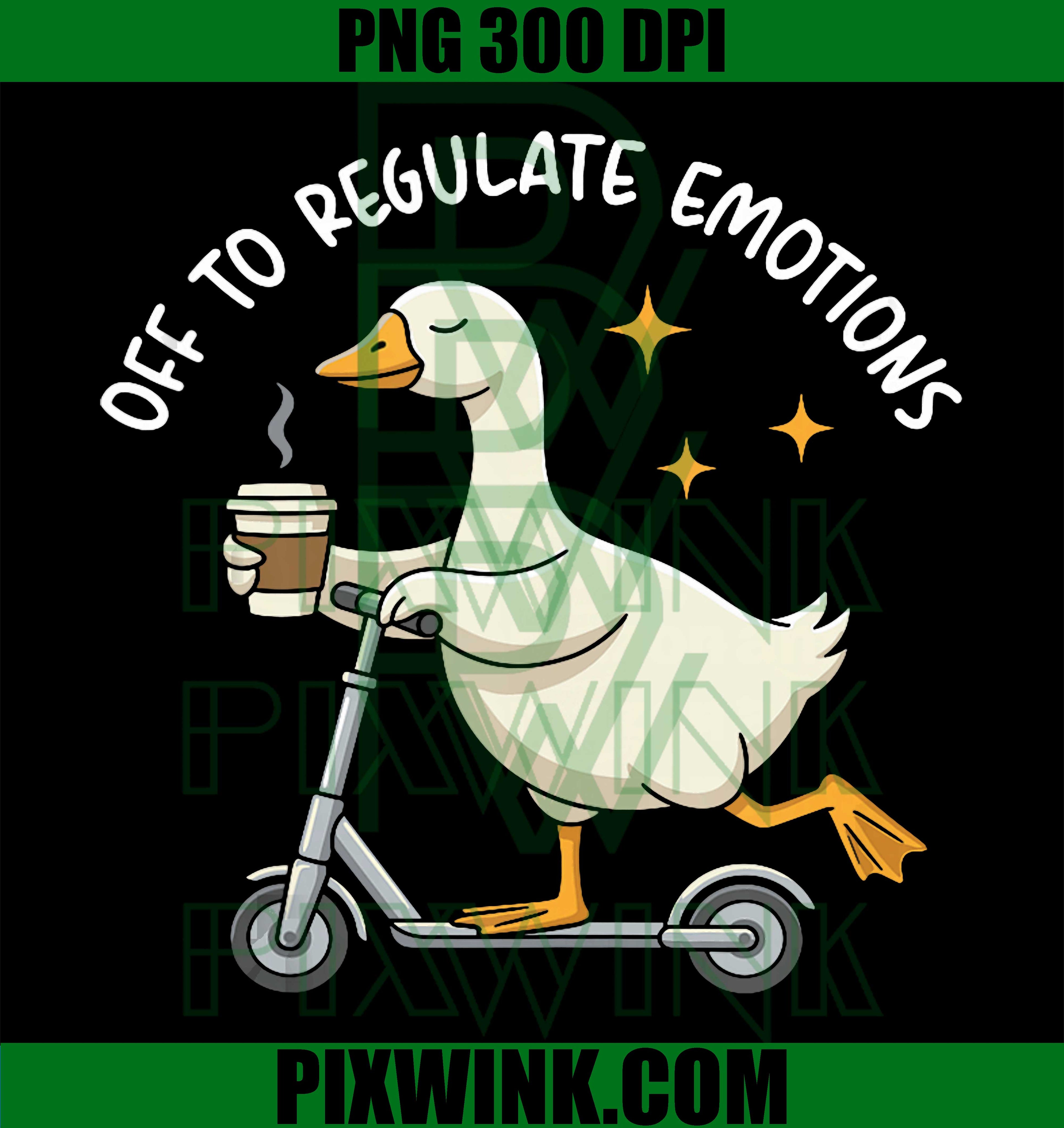 Off To Regulate Emotions PNG, Goose With Coffee PNG, Mental Health PNG