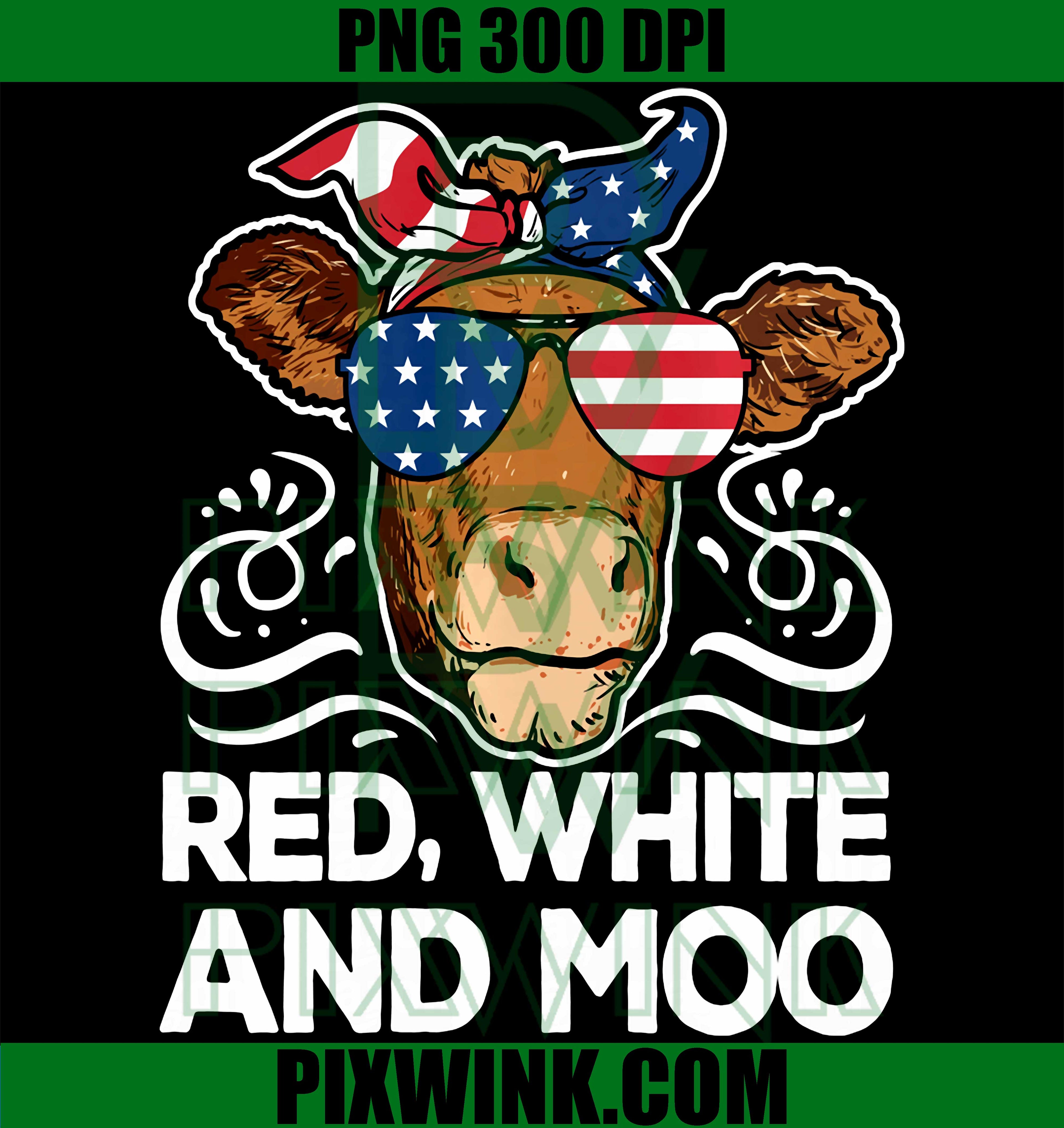 Funny American USA Flag Cow Farming PNG, Red White And Moo Graphic PNG