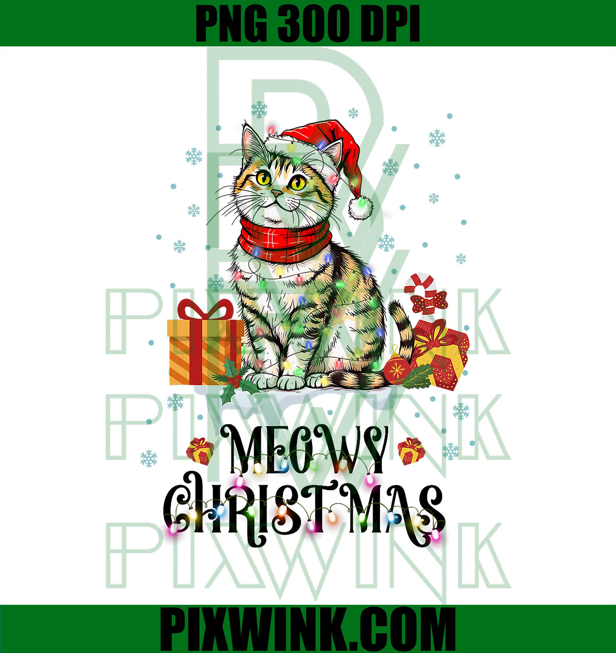 Meowy Christmas, Cute Cat Santa Hat Xmas PNG