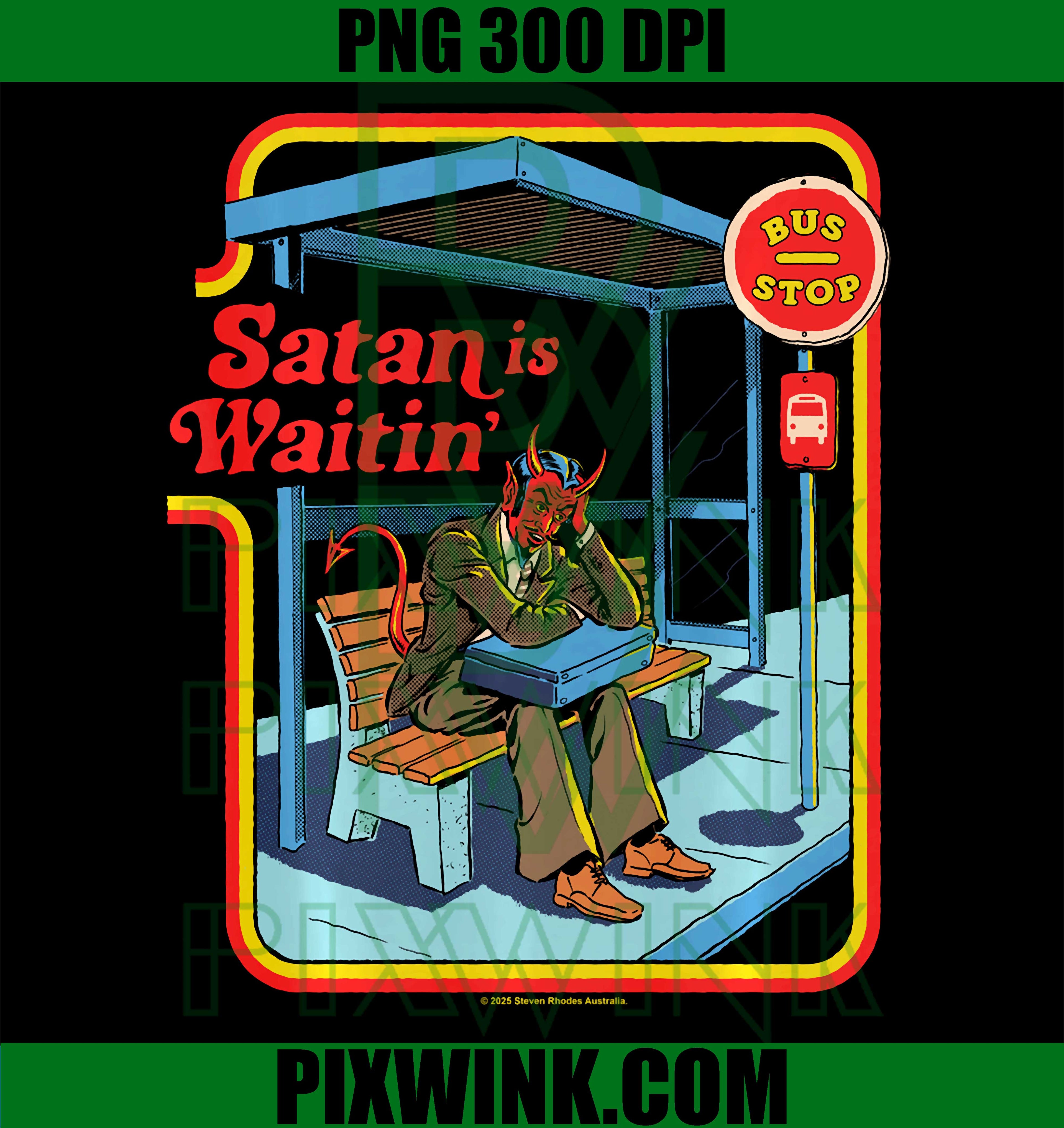 Devil Satan Waitin PNG, Sarcastic Vintage Funny Humor PNG