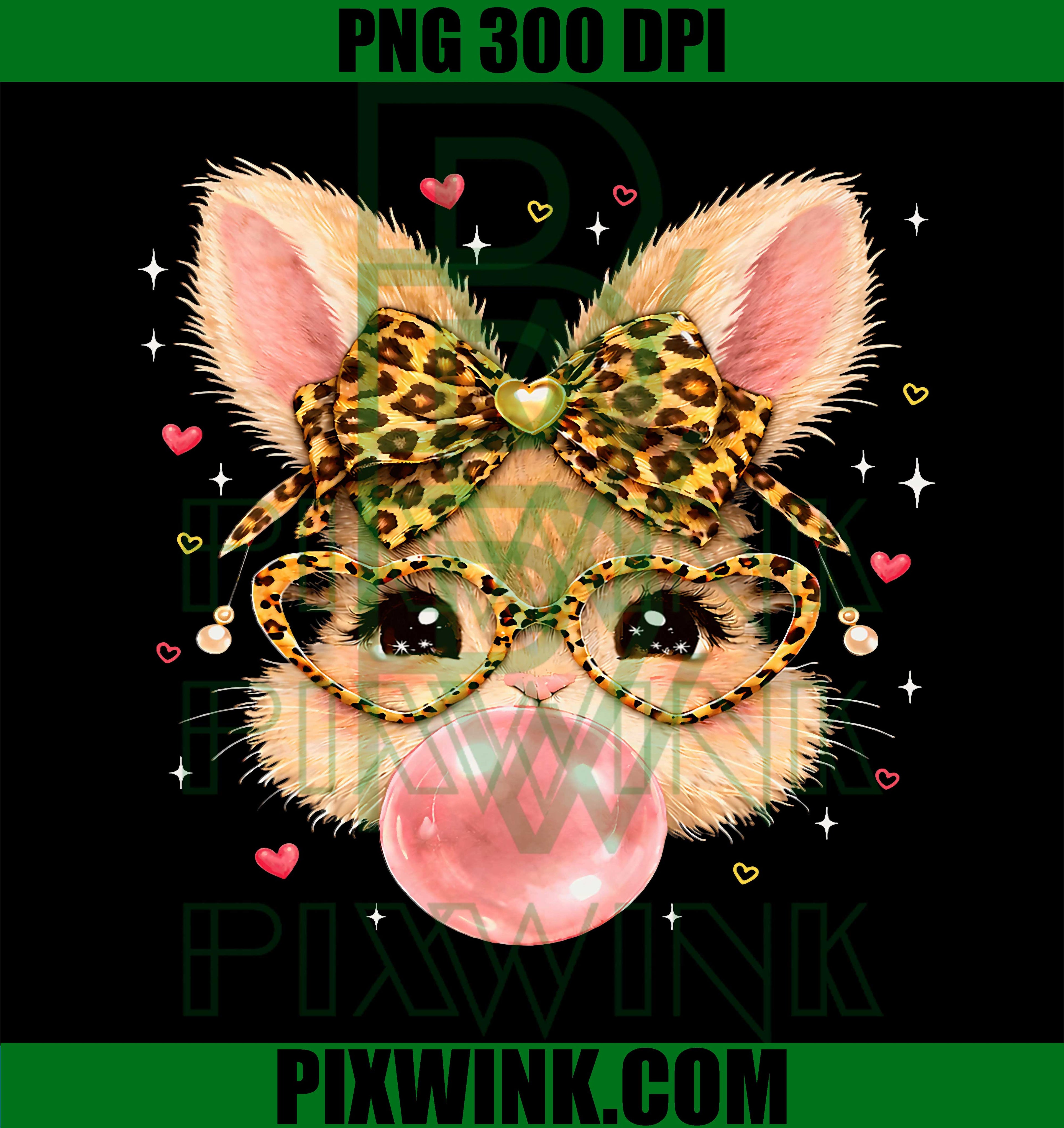 Happy Easter Bunny PNG, Leopard Print Bunny PNG, Cute Easter Girls PNG