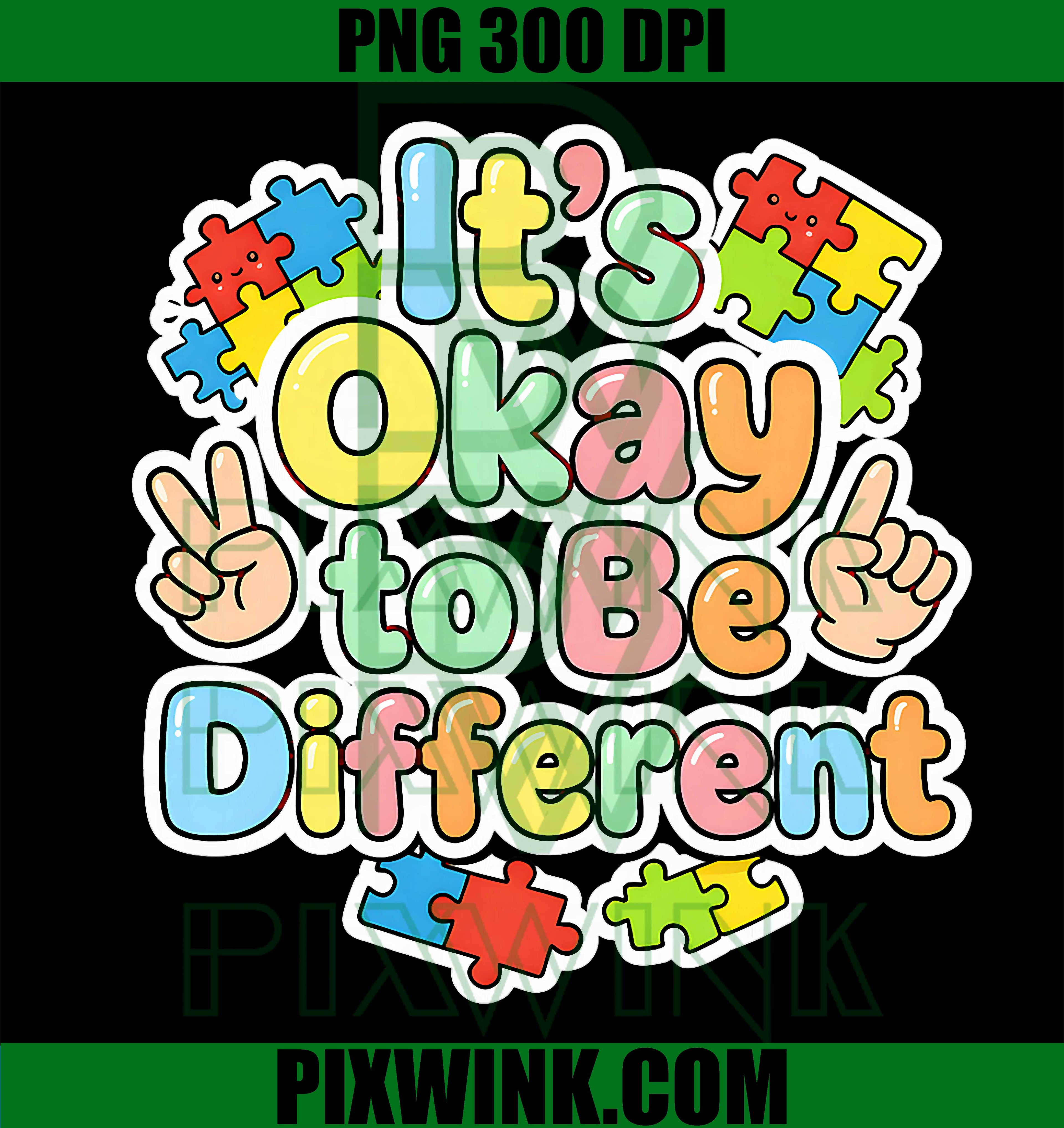 Autism Awareness Puzzle Pieces PNG, It’s Okay To Be Different Design PNG