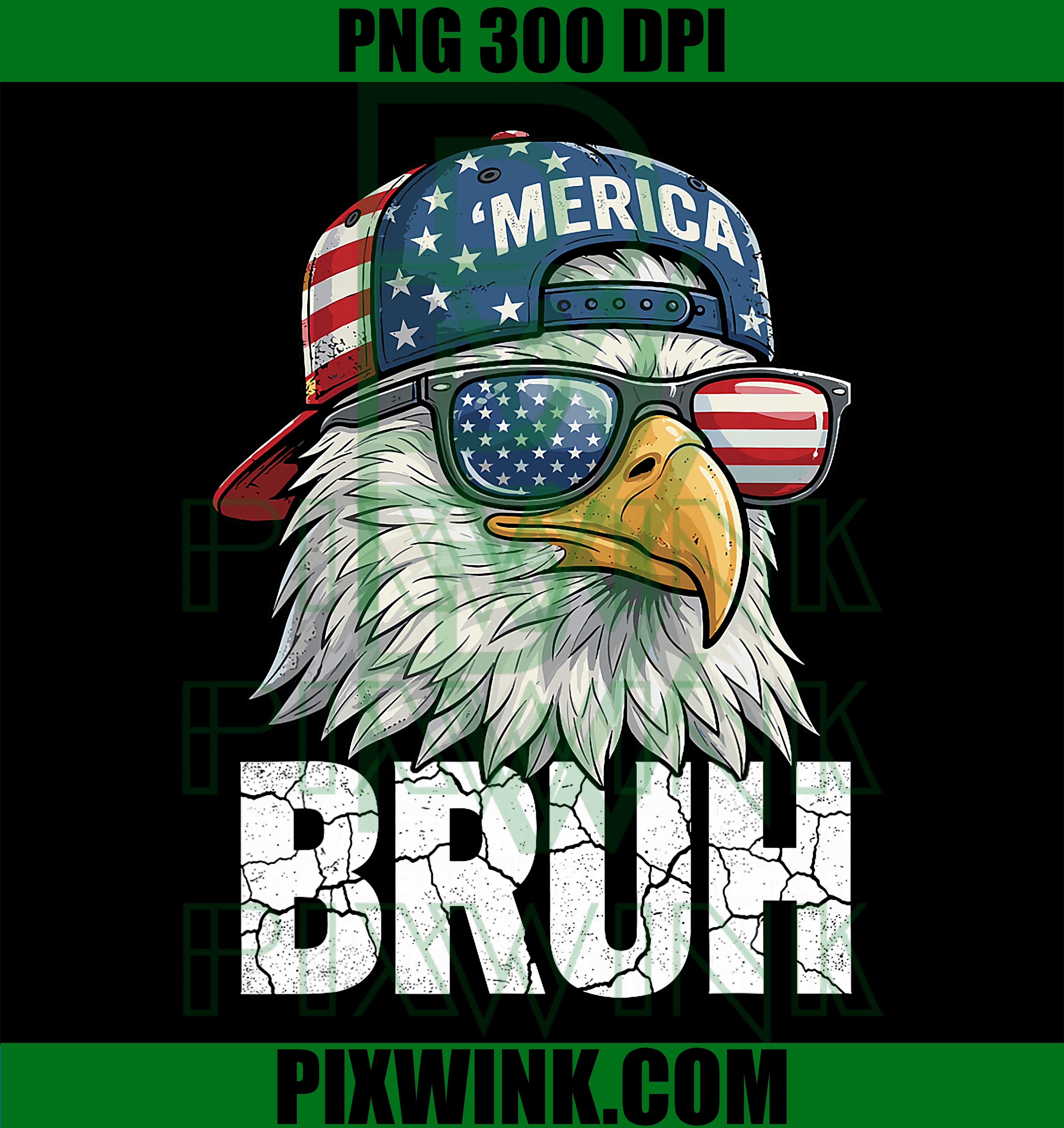 Bruh Merica Bald Eagle PNG, Funny 4th of July American Freedom Graphic PNG