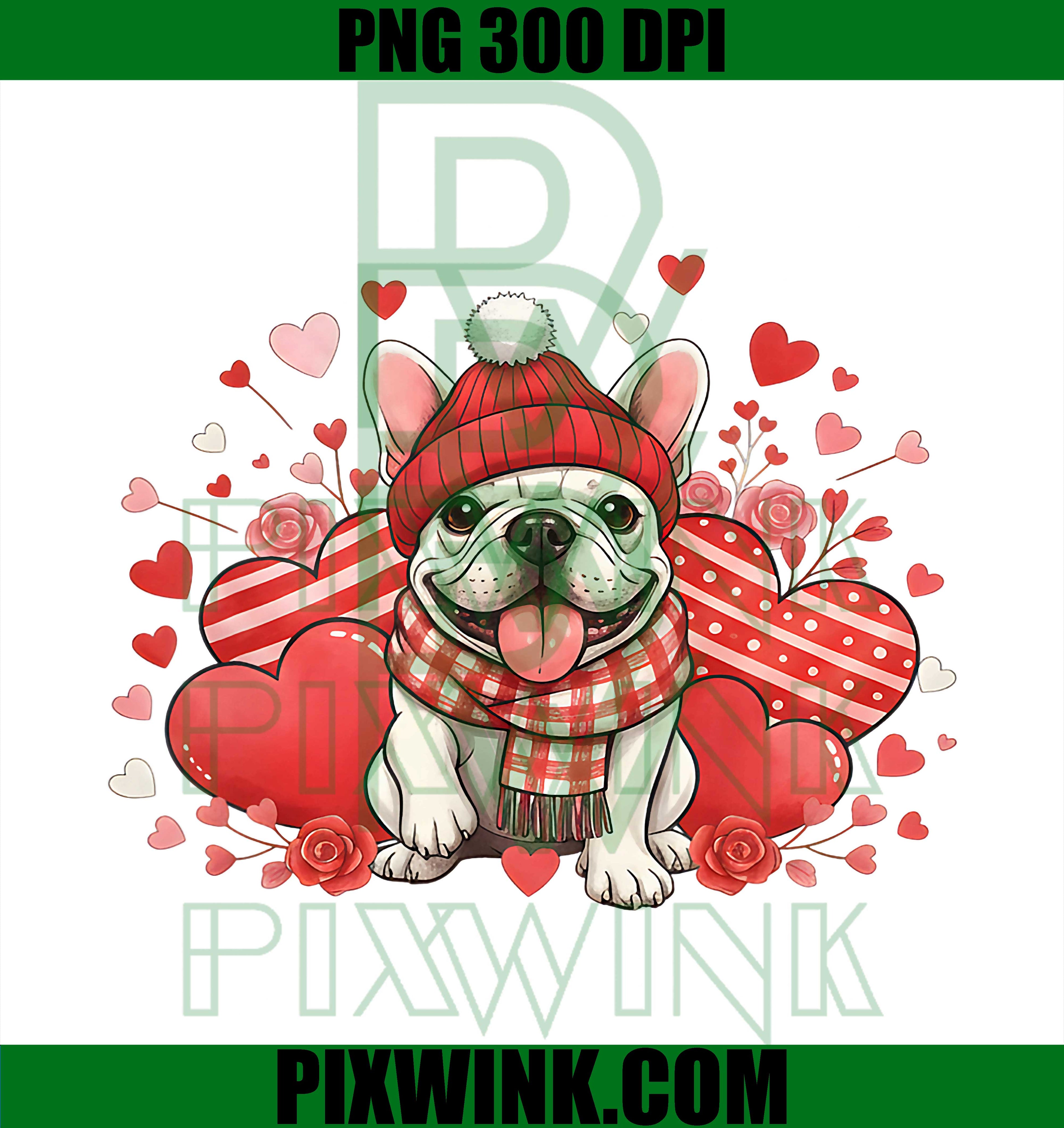 French Bulldog Valentines Day Dog, Mom Dad Heart Pet Lovers PNG