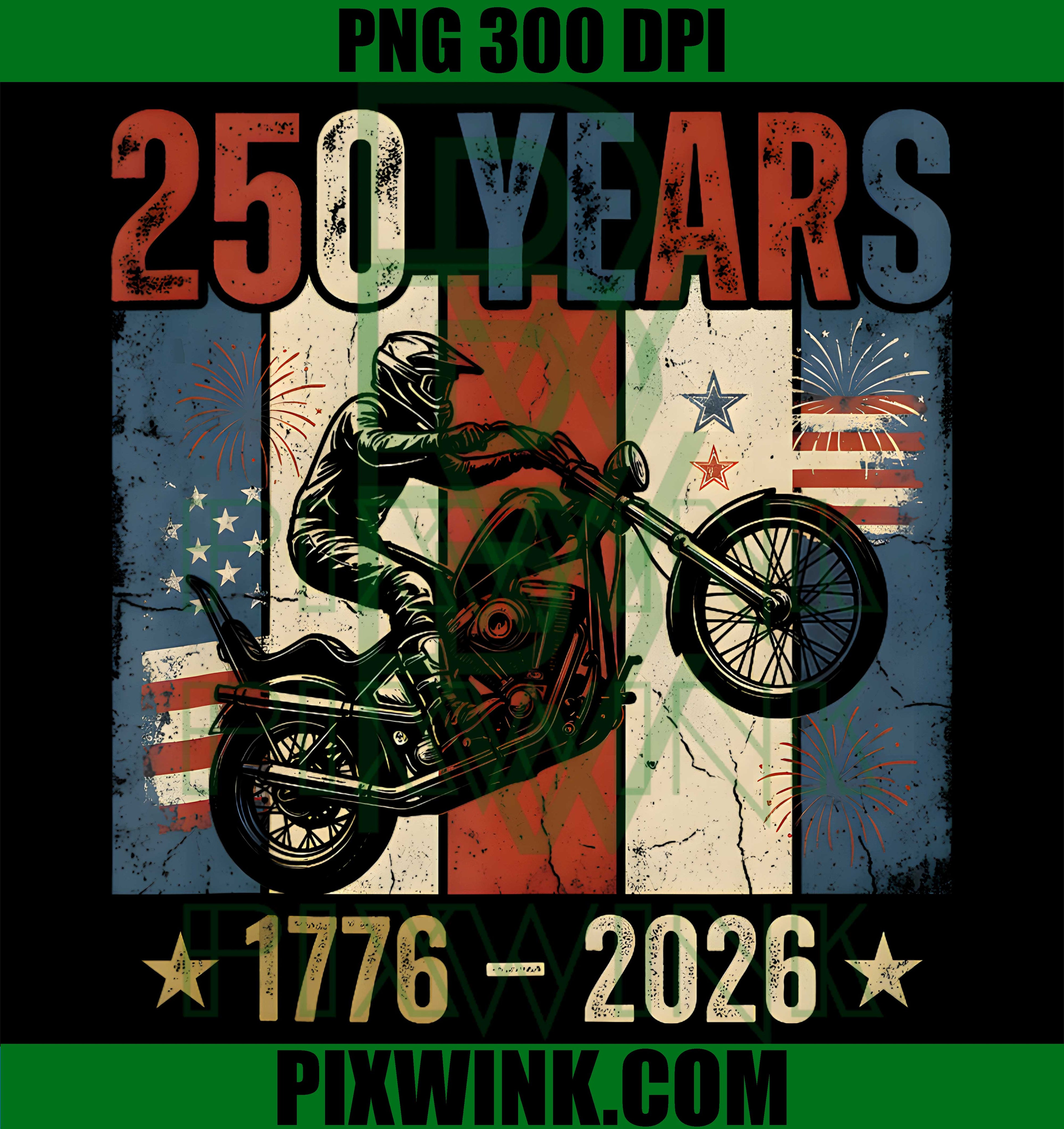 Vintage Bike PNG, Biker Motorcycle PNG, America 250th PNG