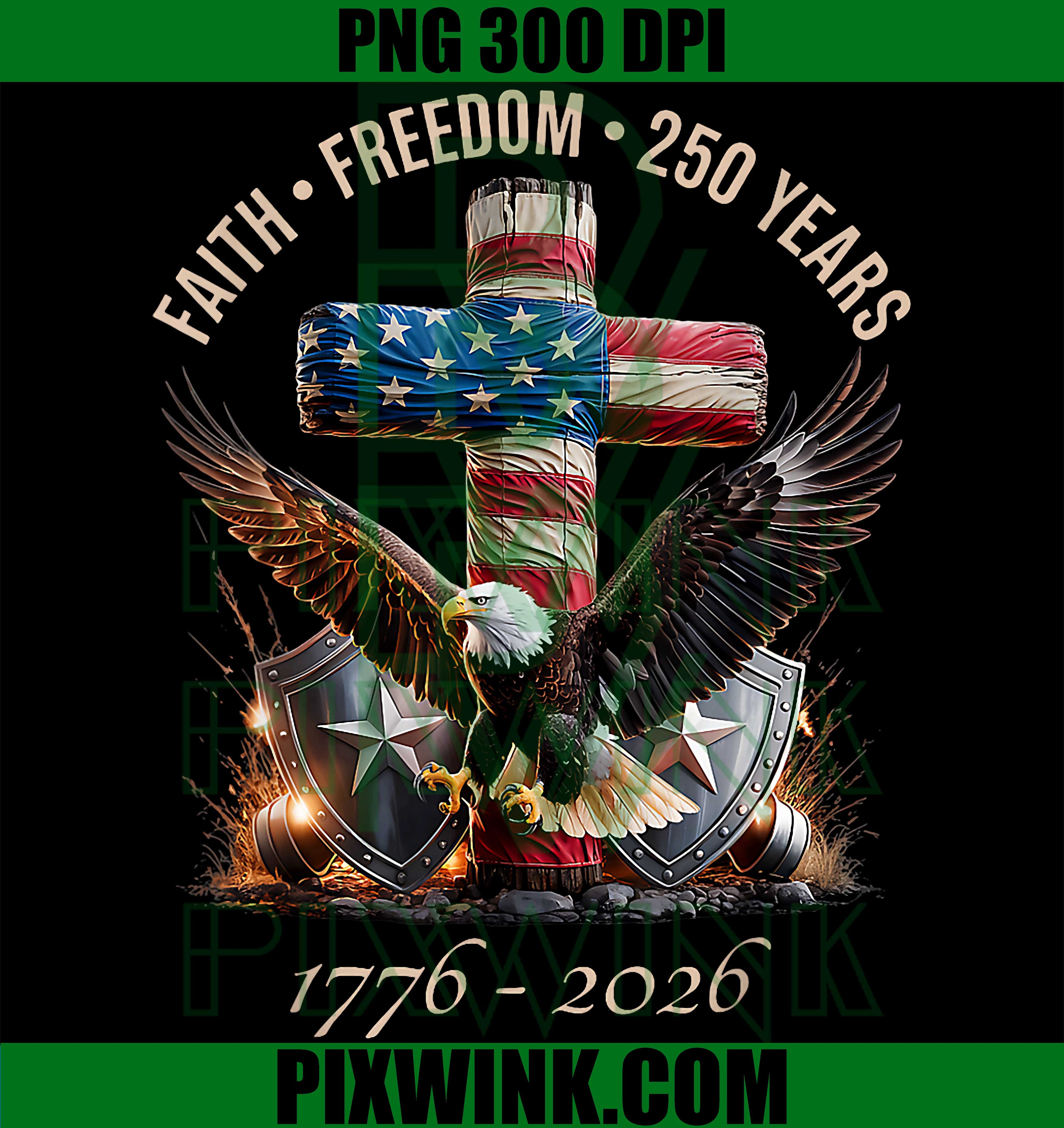 Faith Freedom PNG, USA 250th Anniversary PNG Patriotic Independence Design