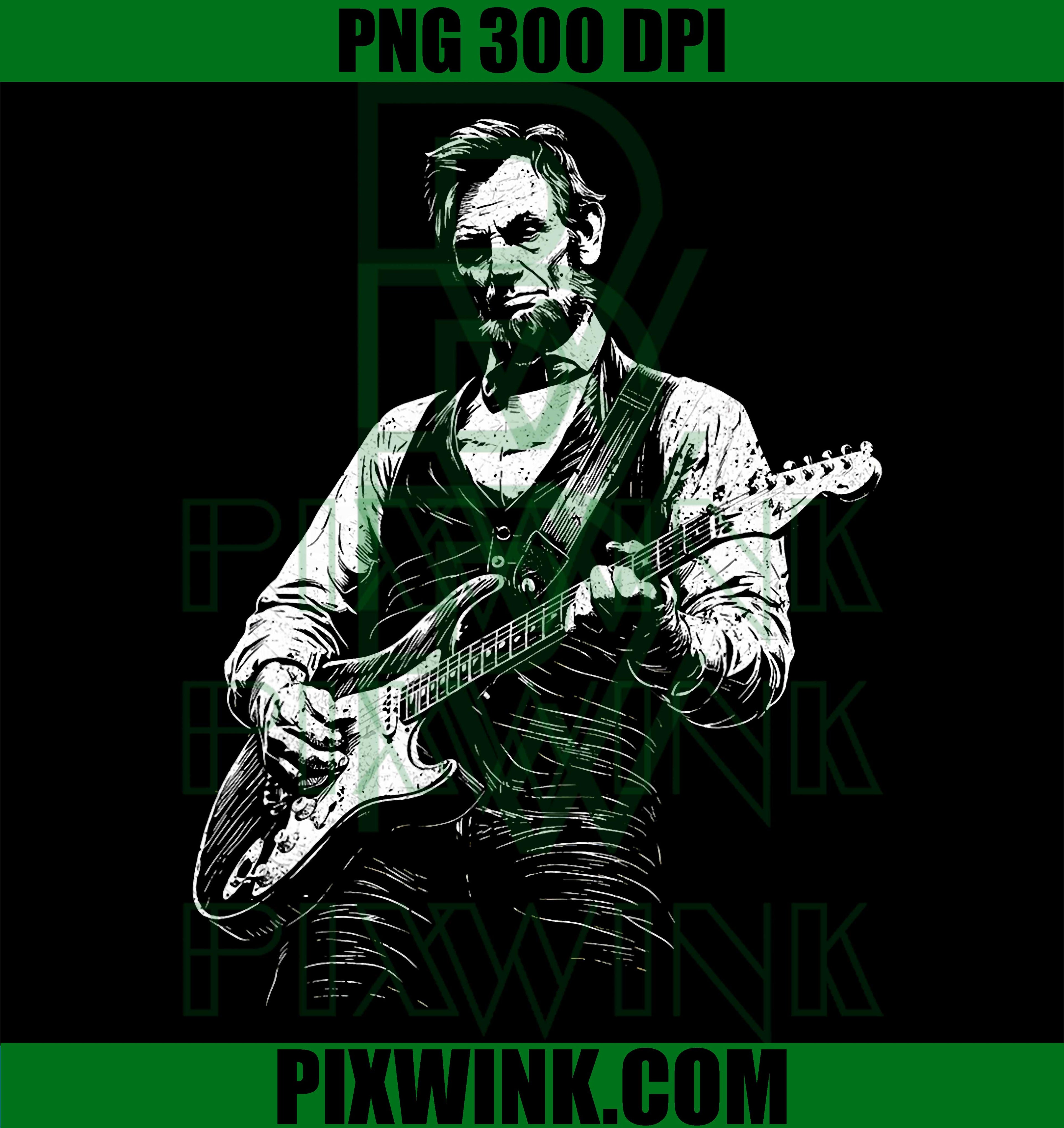 Abraham Lincoln Guitar PNG, Vintage Abe Lincoln Design PNG