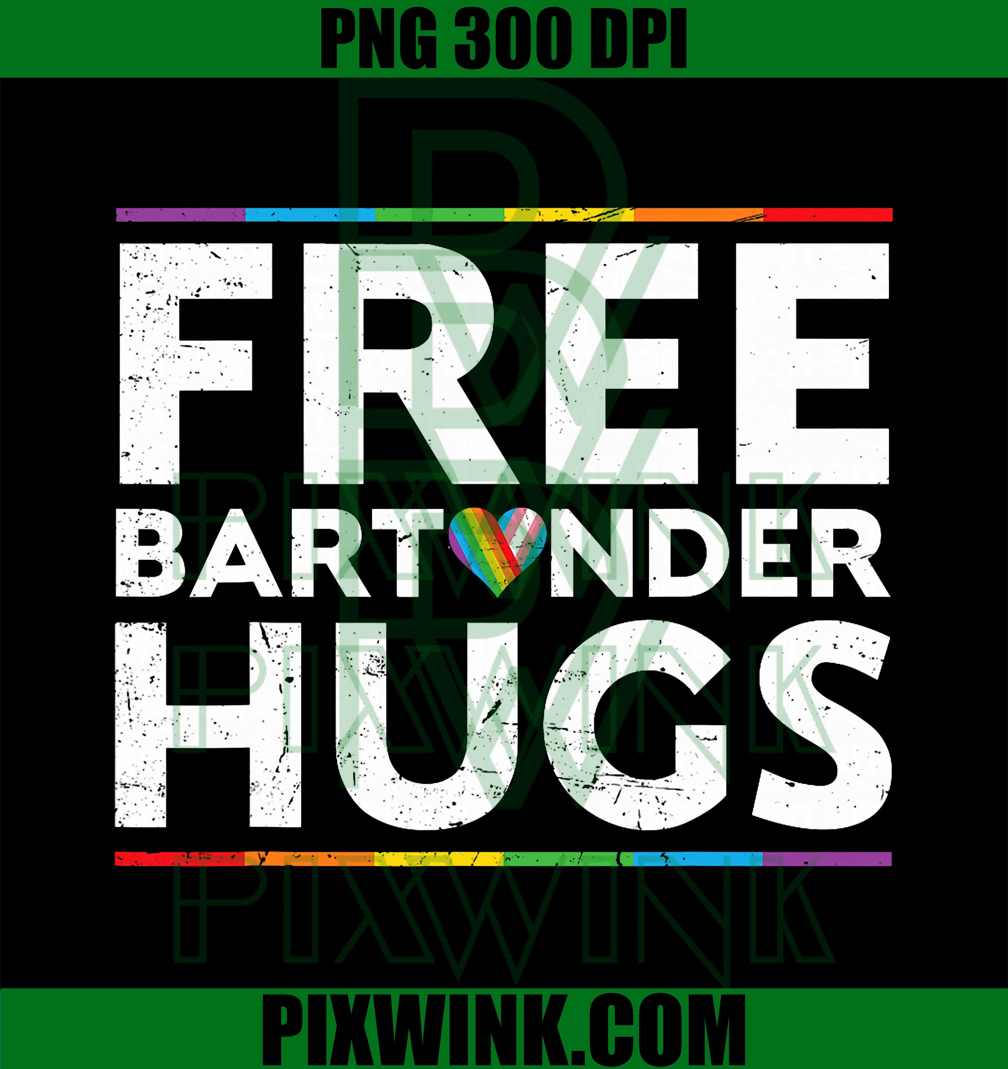 Free Bartender Hugs, Support LGBT Proud Parades Rainbow Flag PNG