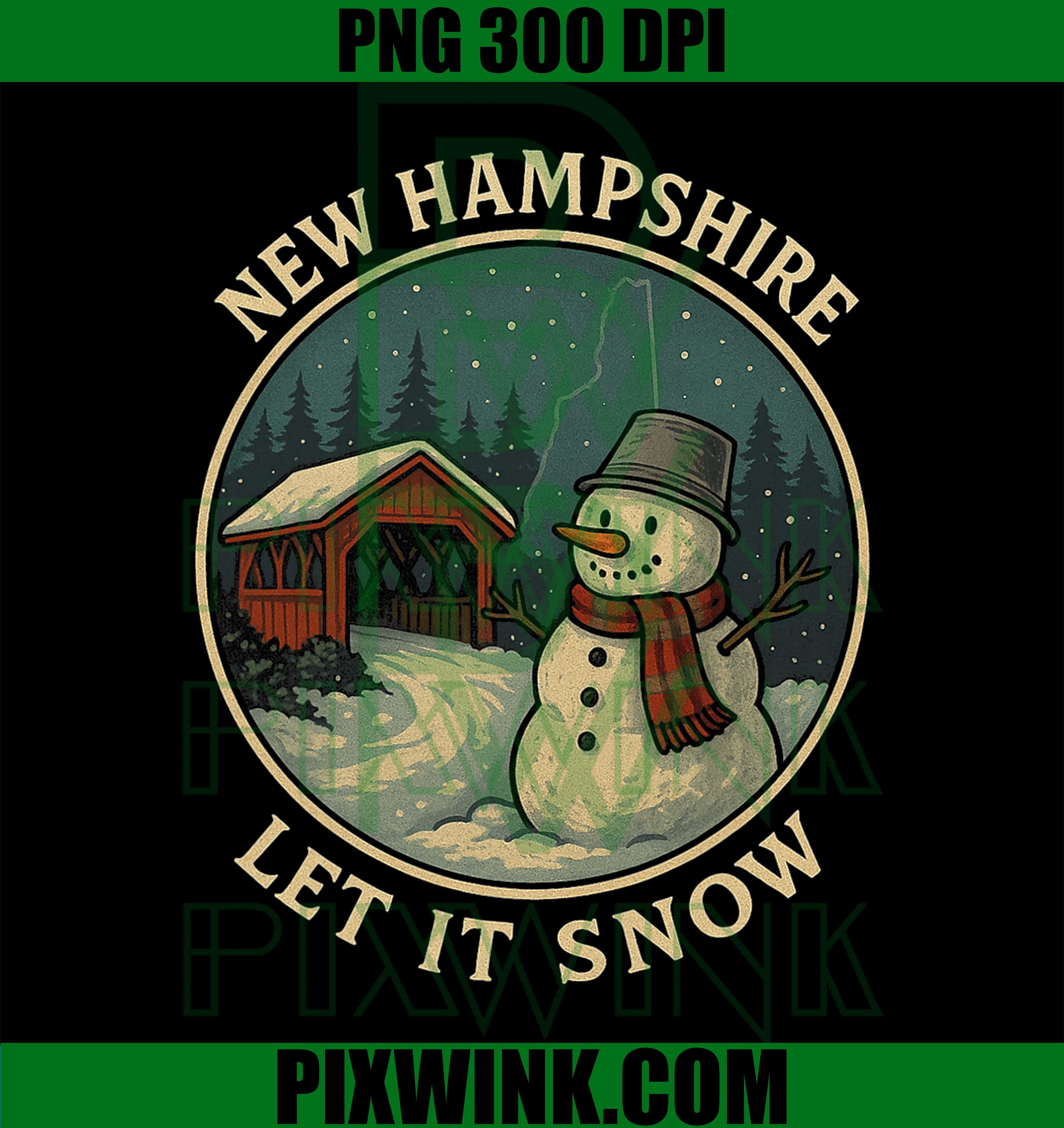 Snowman NH Shirt Covered Bridge Forest Snow Let It Snow PNG